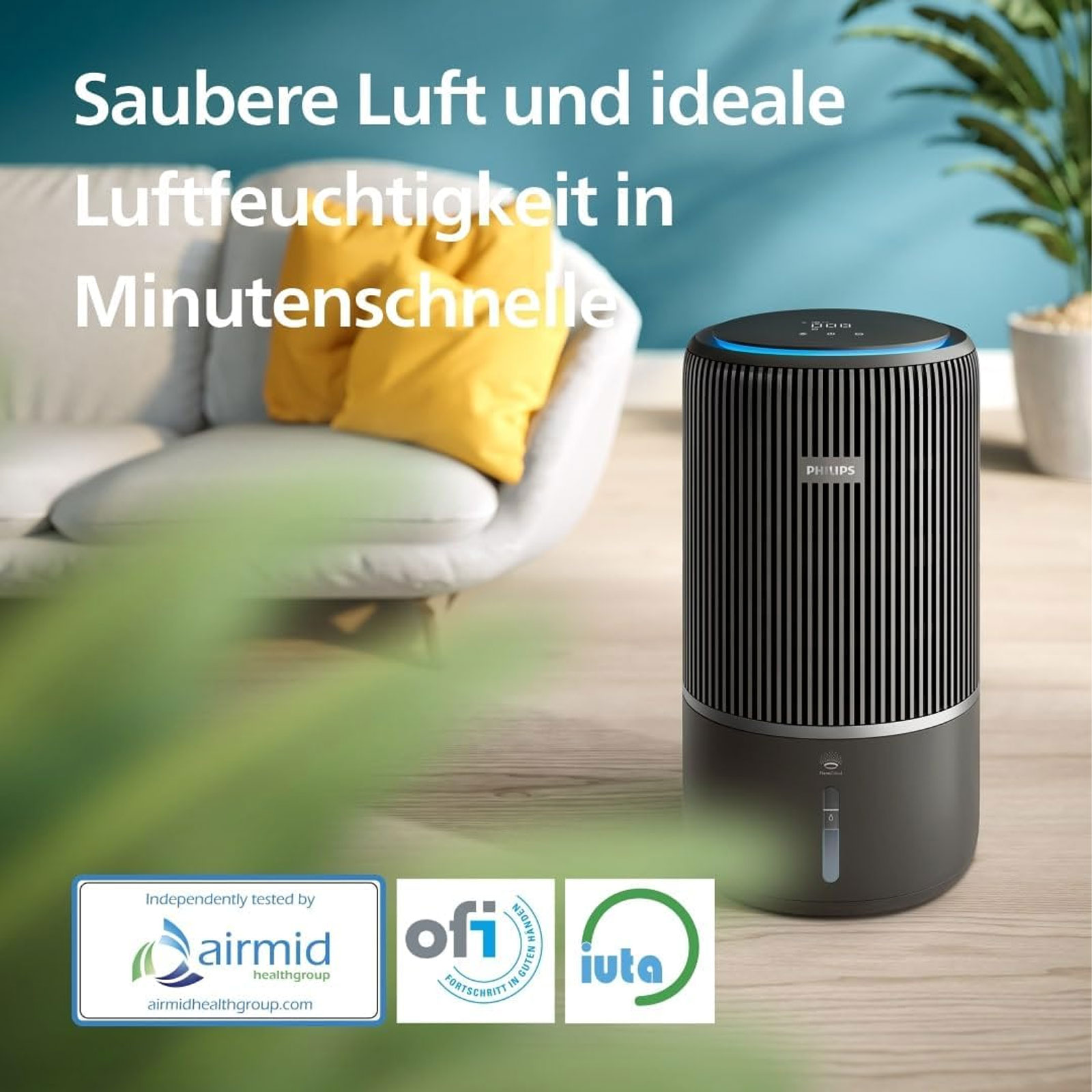 Philips AC3421/13 PureProtect Water 3400 Series Intelligenter 2-in-1-Luftreiniger und -befeuchter