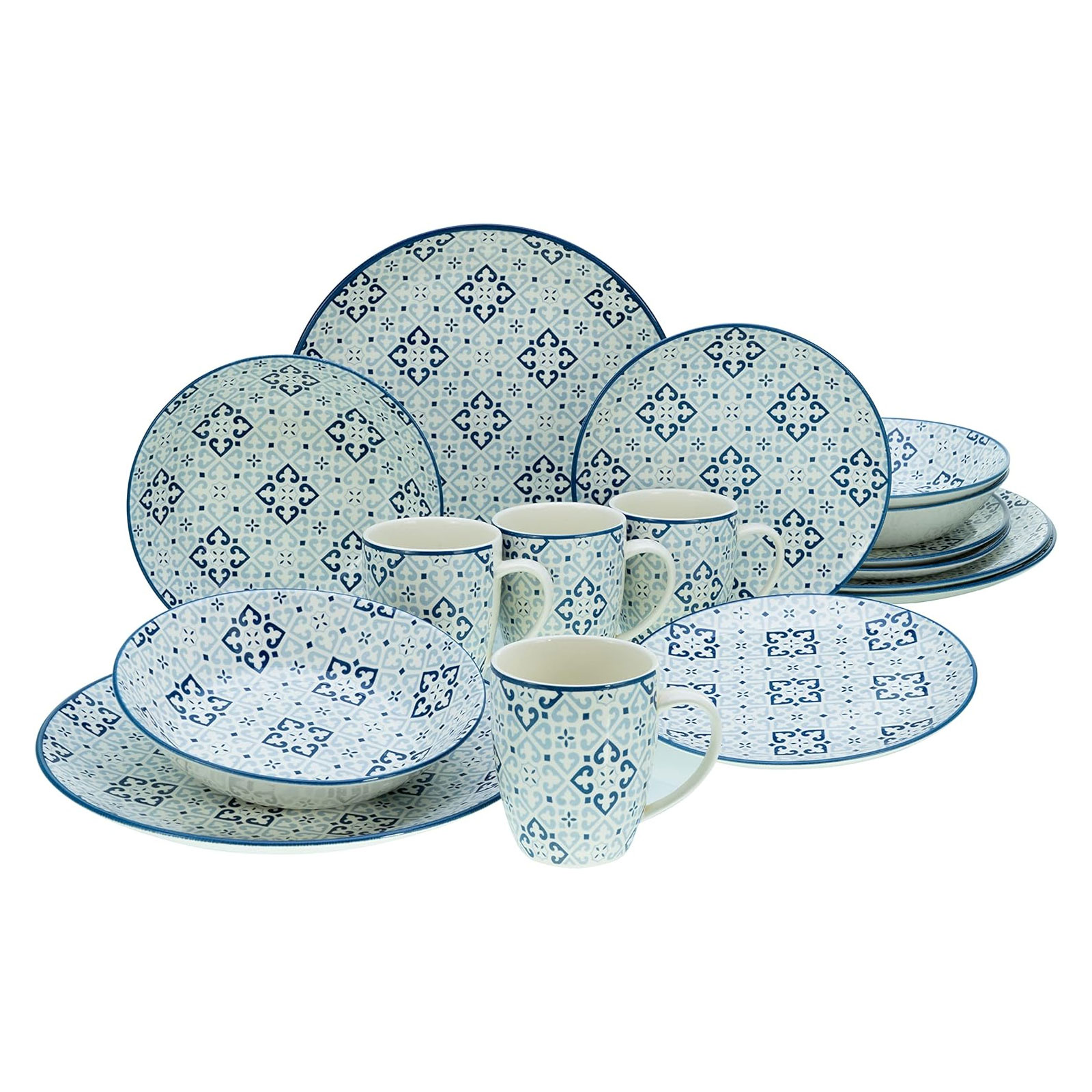 CreaTable, 17850, Serie Yara Blau, Geschirrset, Kombiservice 16 teilig