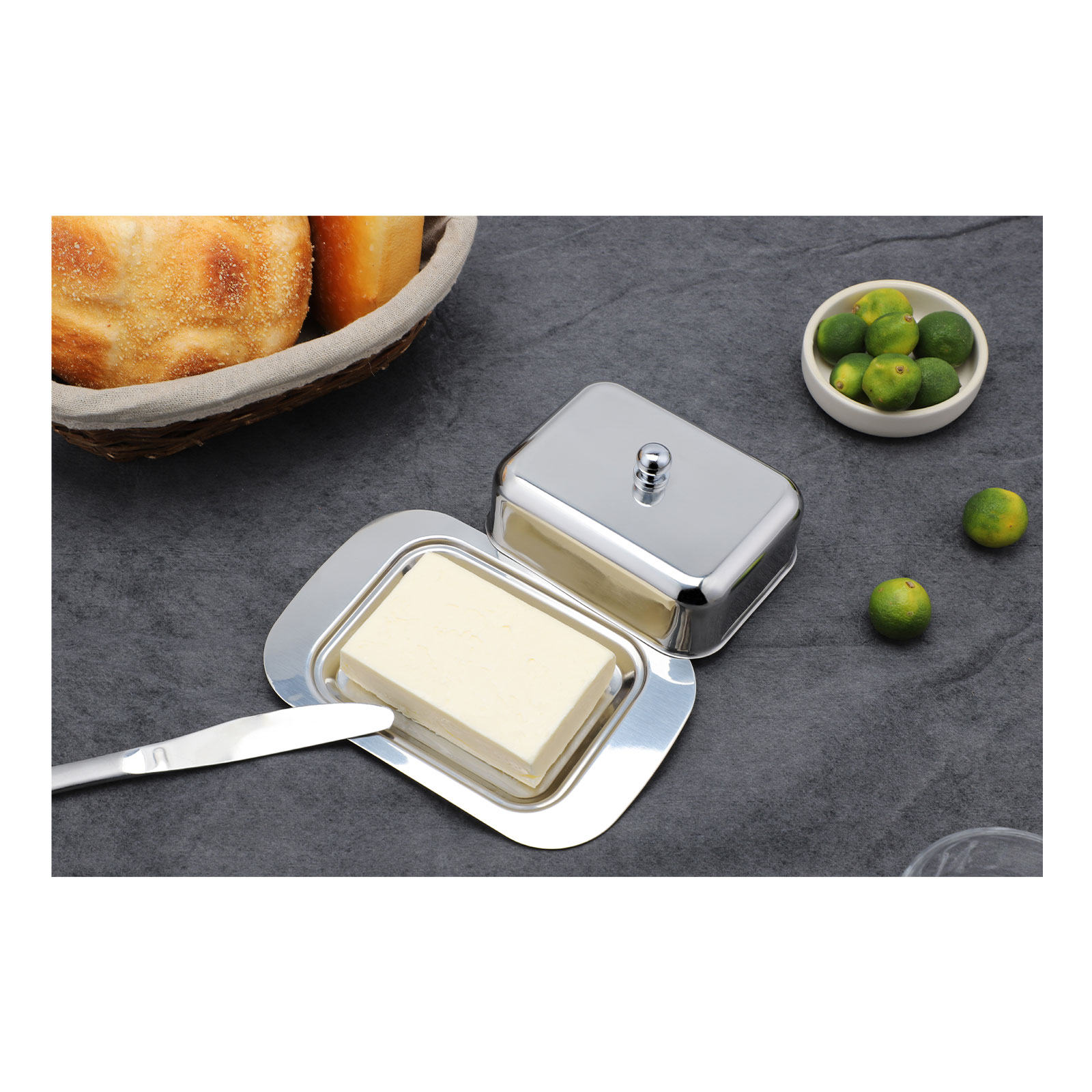 Echtwerk Butterdose aus Edelstahl silber