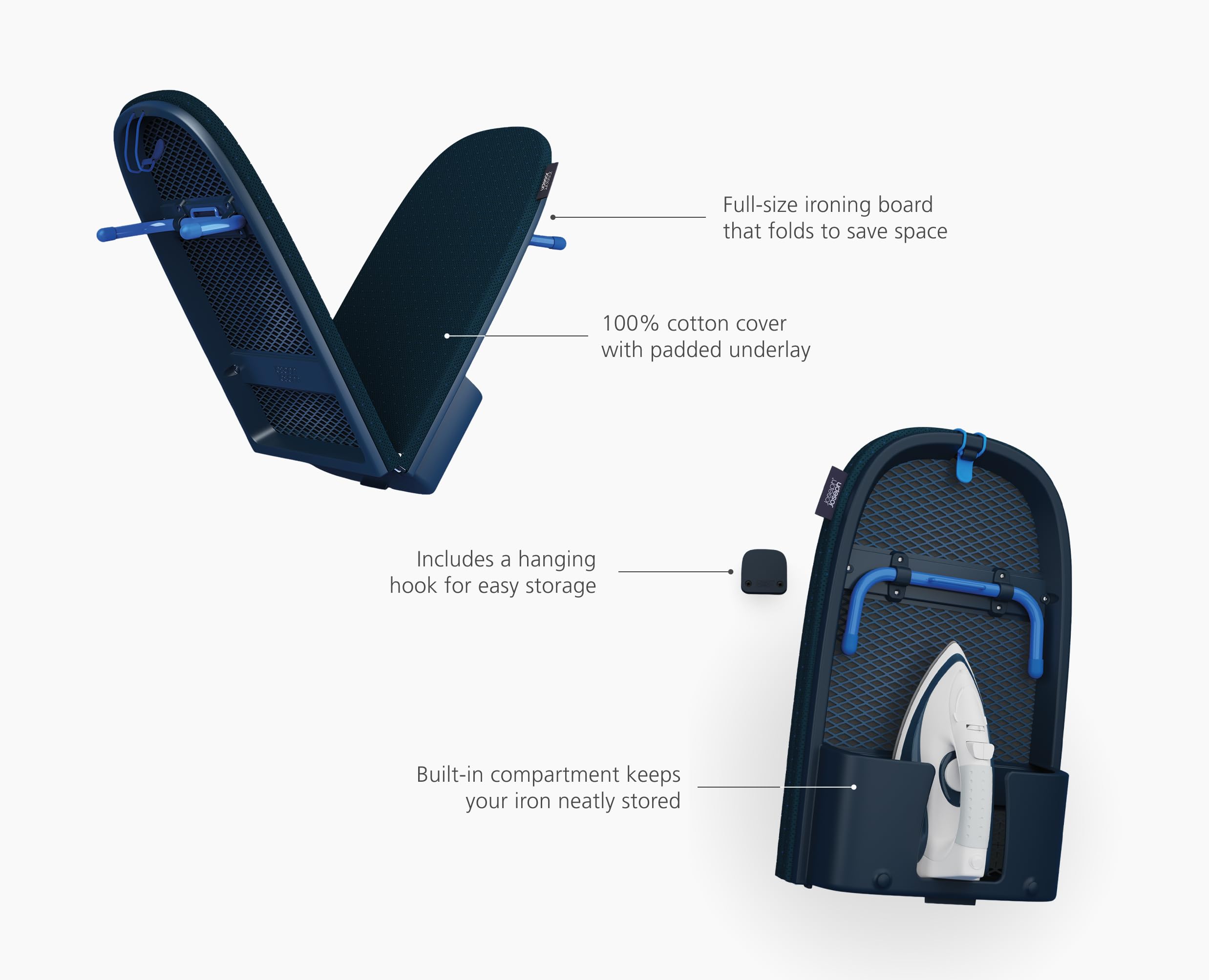 Joseph Joseph Pocket Max Plus Tischbügelbrett, 110cm Bügelfläche