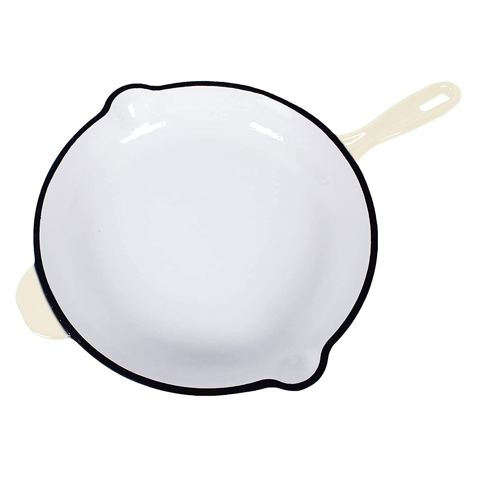 Echtwerk Bratpfanne Gusseisen Emaille-Beschichtung Gusseisenpfanne mit zwei Griffen Creme, Ø 26,5 cm,