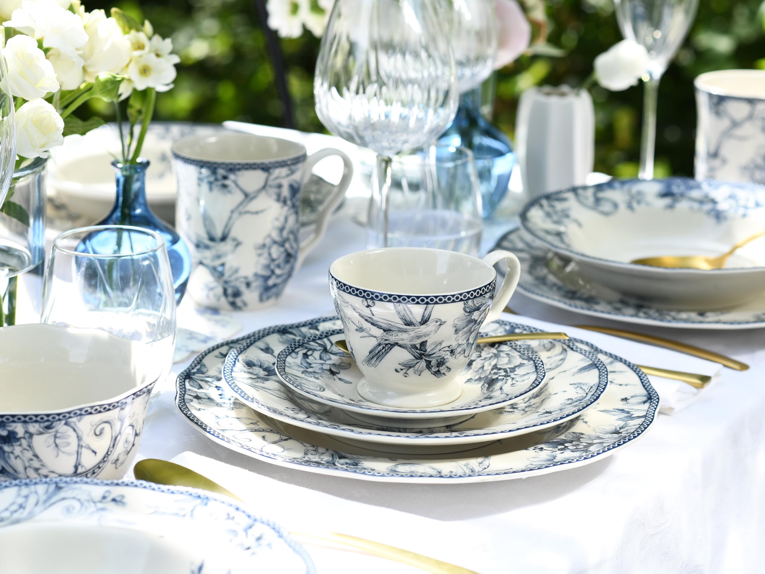 CreaTable, 24772, Serie Adelaide Blau, 20-teiliges Geschirrset für 4 Personen