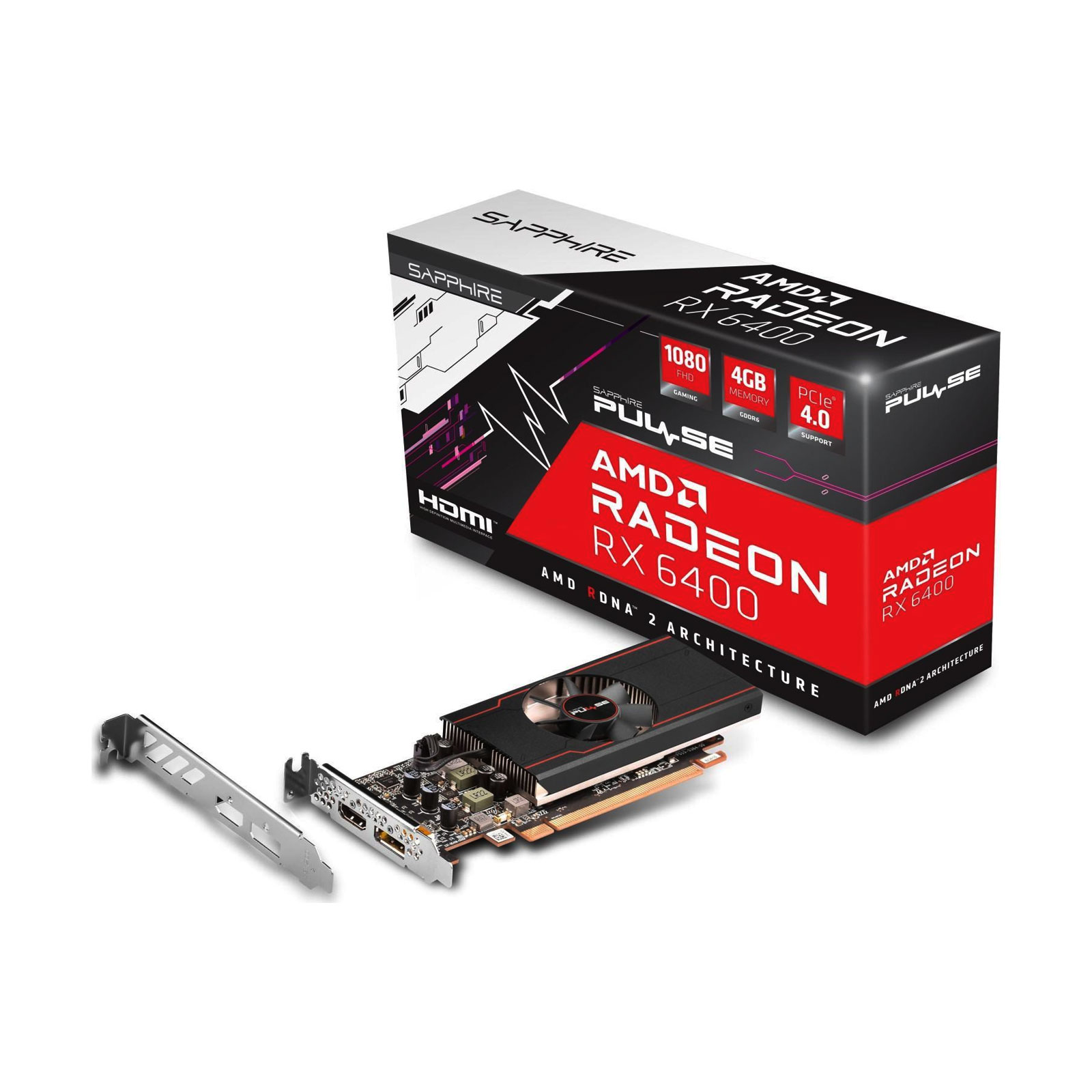 Sapphire VGA Pulse RADEON RX 6400 4GB Gaming GDDR6 DP LP (UEFI) Grafikkarte