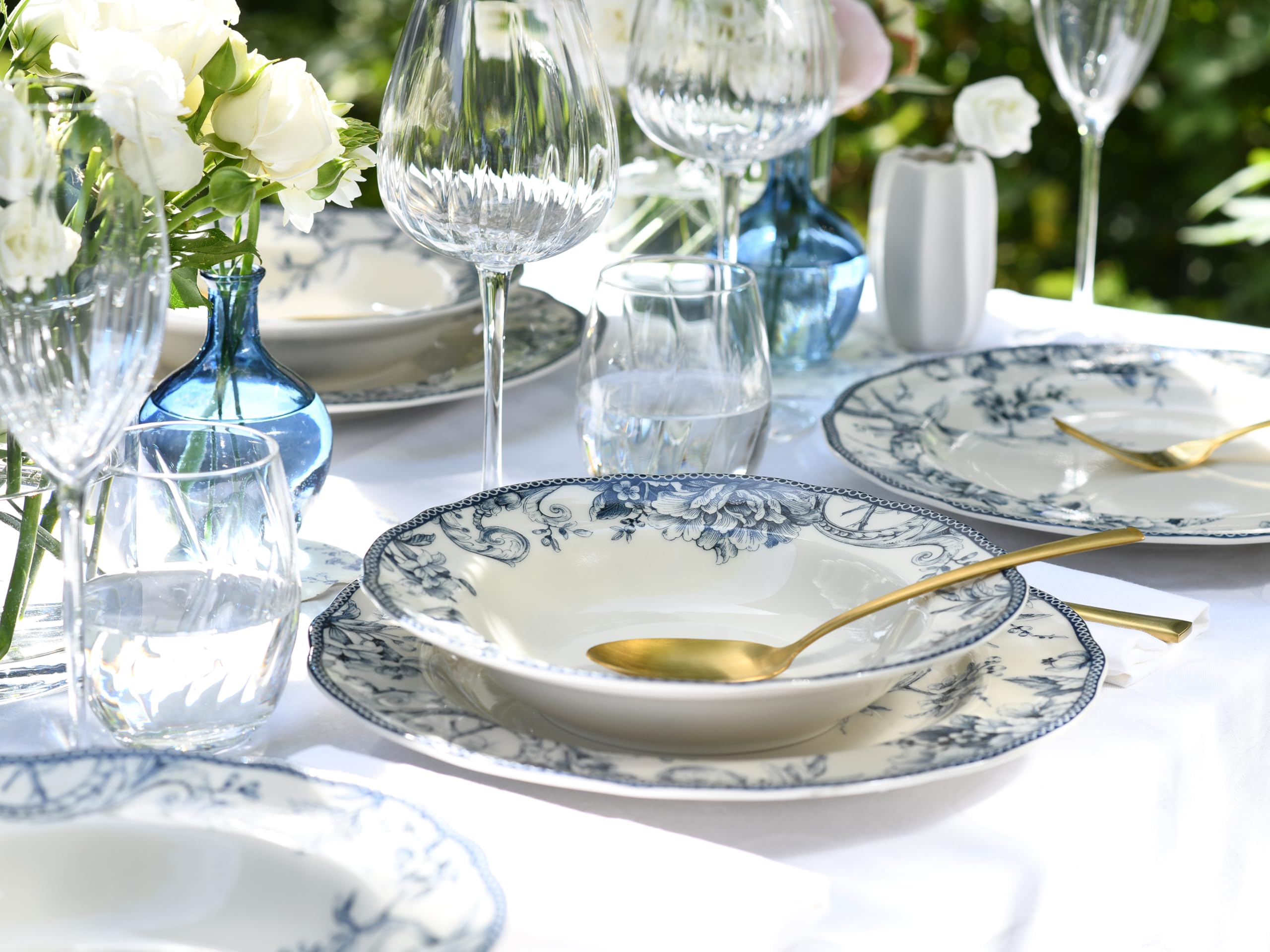 CreaTable, 24772, Serie Adelaide Blau, 20-teiliges Geschirrset für 4 Personen
