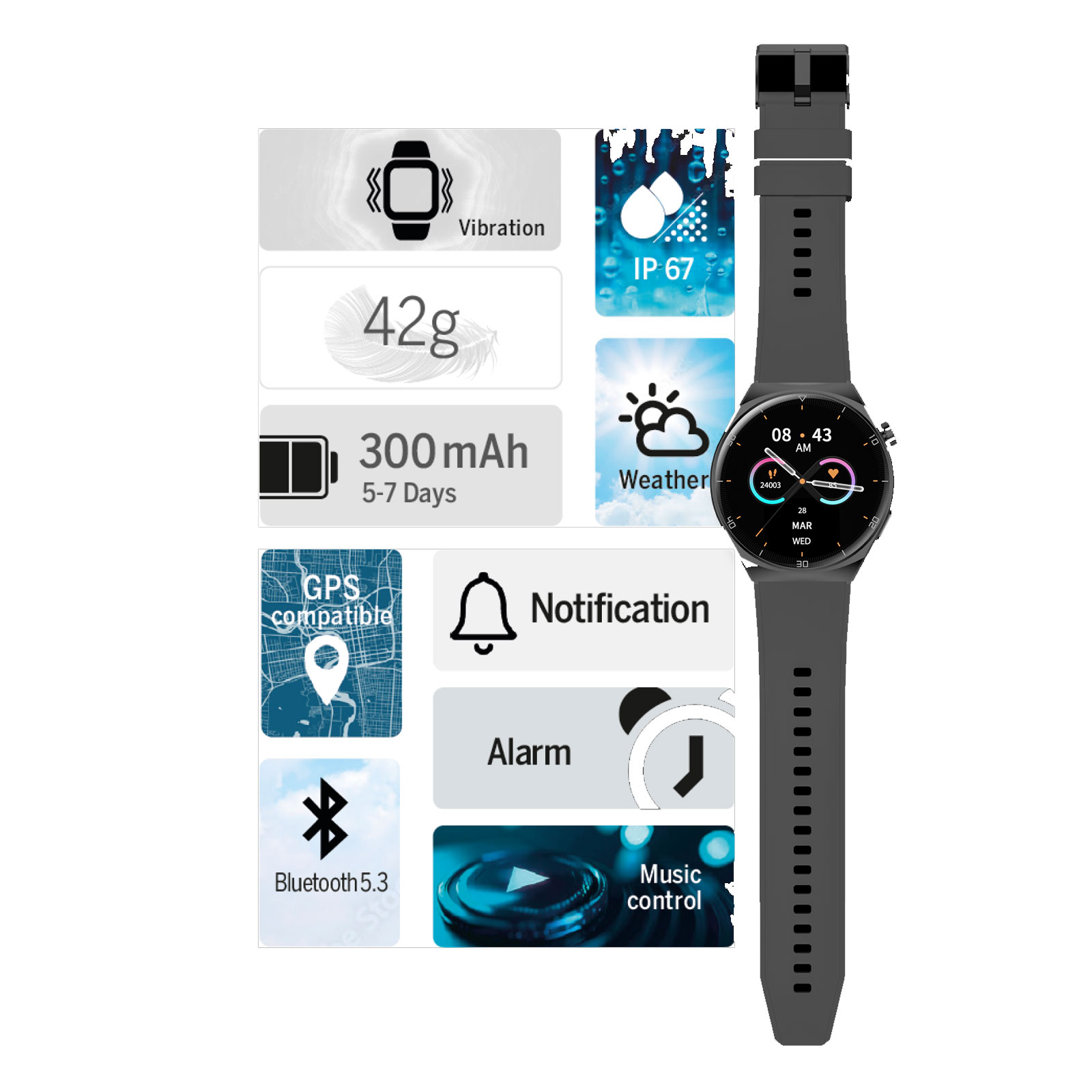 Beafon Watch 401, Black Metal Smartwatch