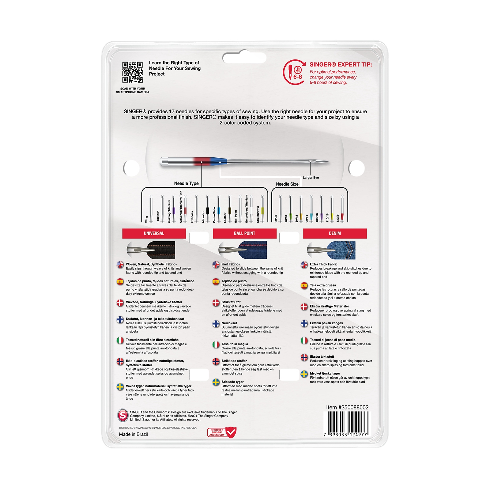 Singer Nadel-Set A4-Pack Nähnadeln Nadeln Universal Nadeln Nähmaschinennadel