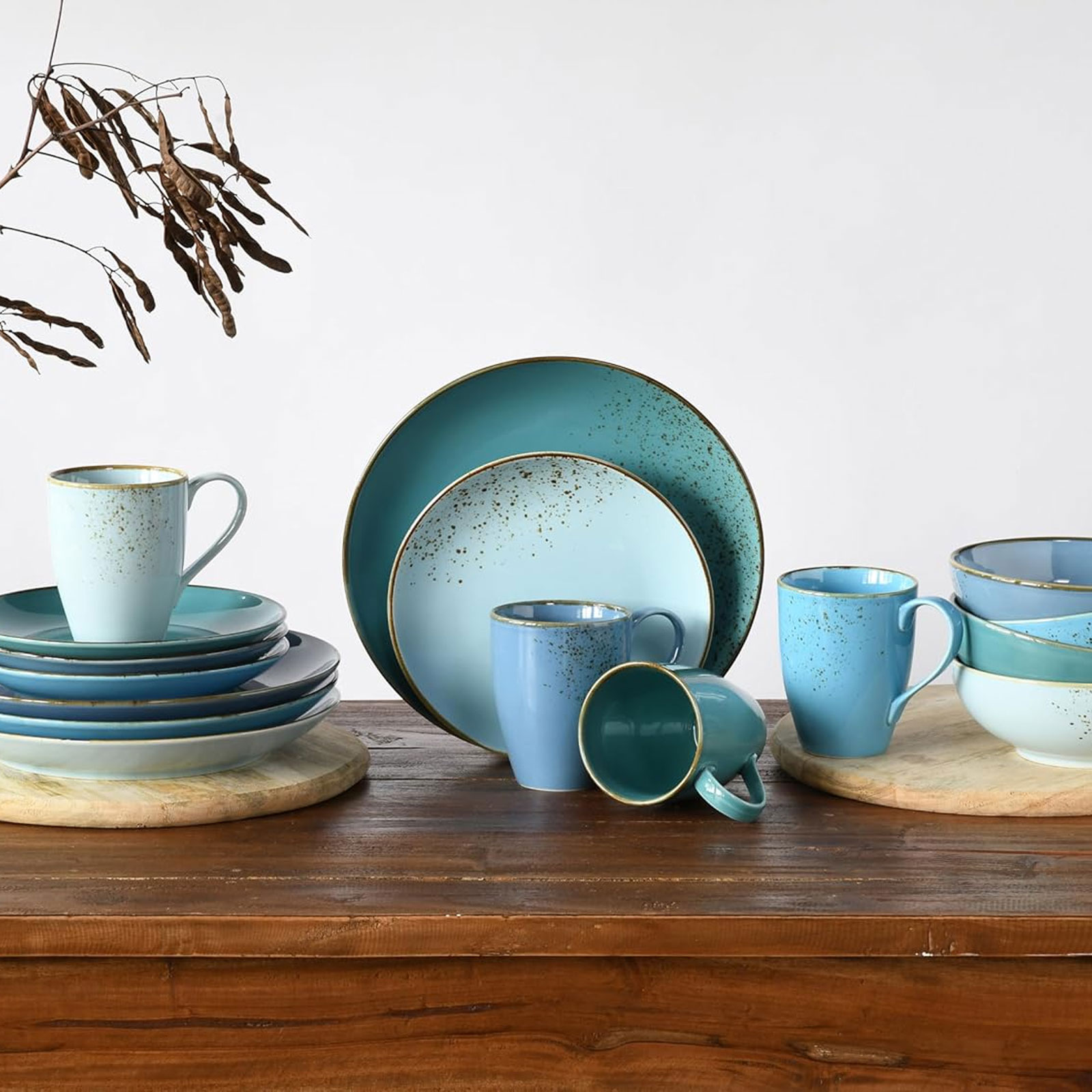 CreaTable, 20157, Serie Nature Collection AQUA, Geschirrset Kombiservice 16 teilig