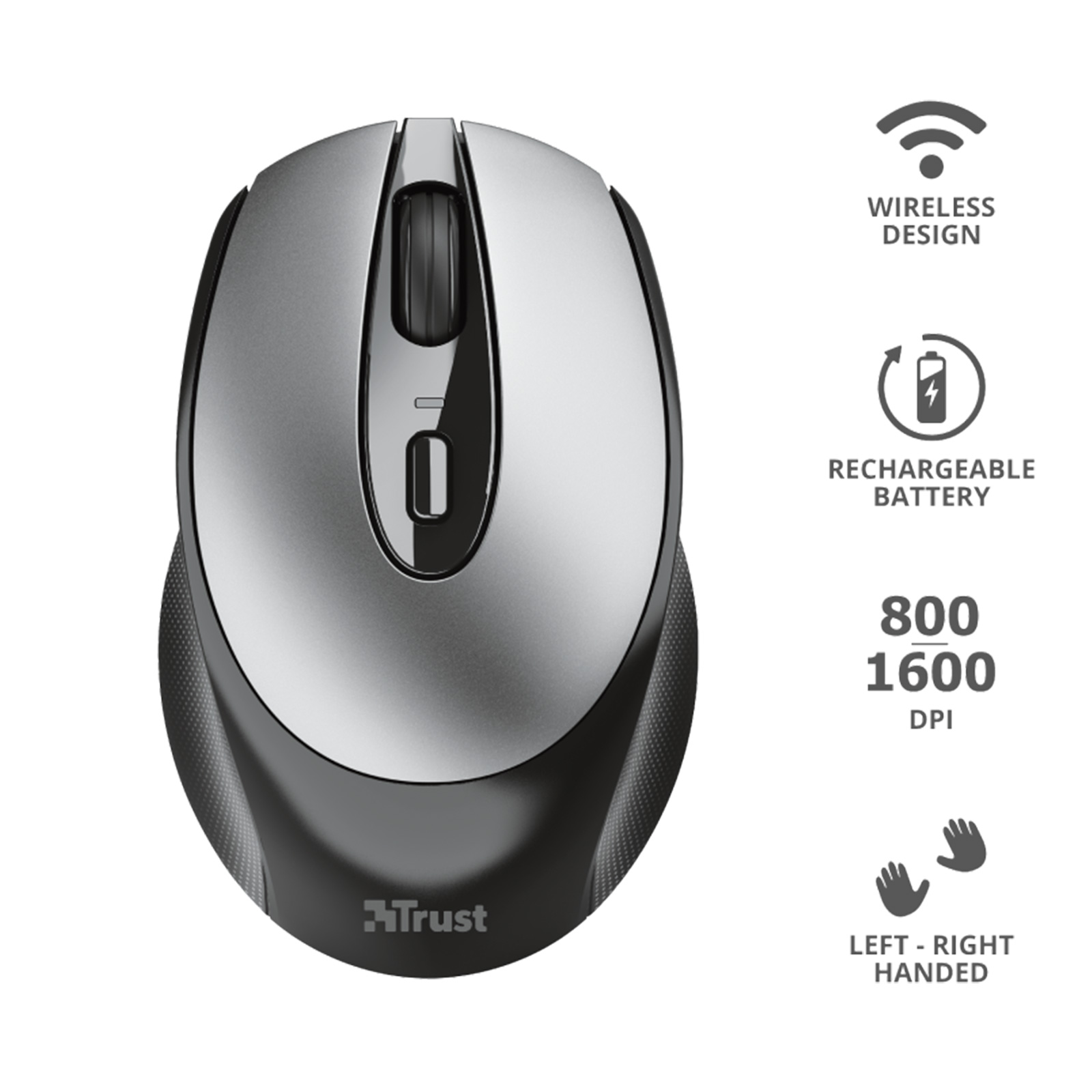TRUST Zaya Rechargeable Wireless Mouse Black