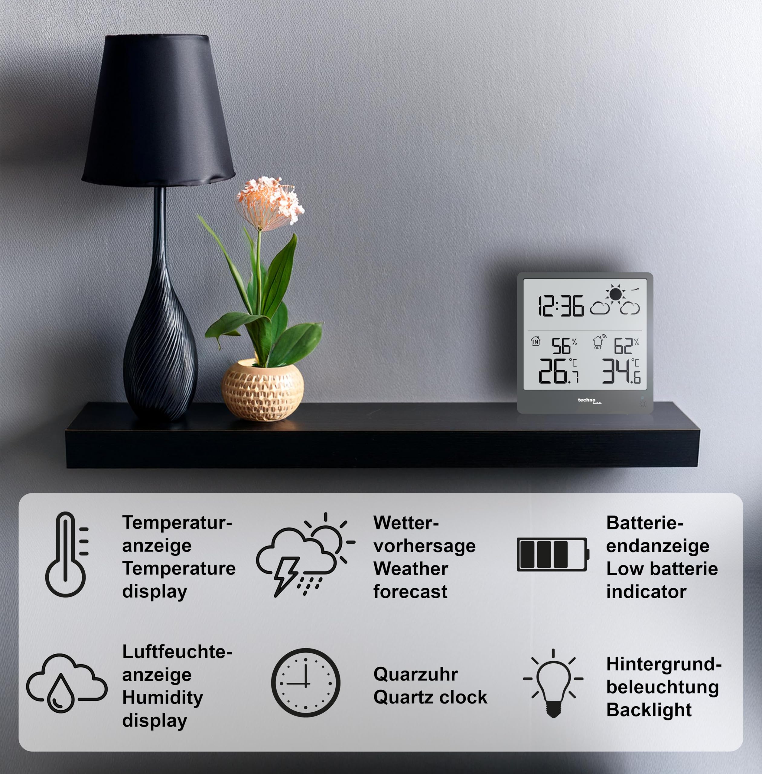 techno line WS9138 moderne, kleine Wetterstattion