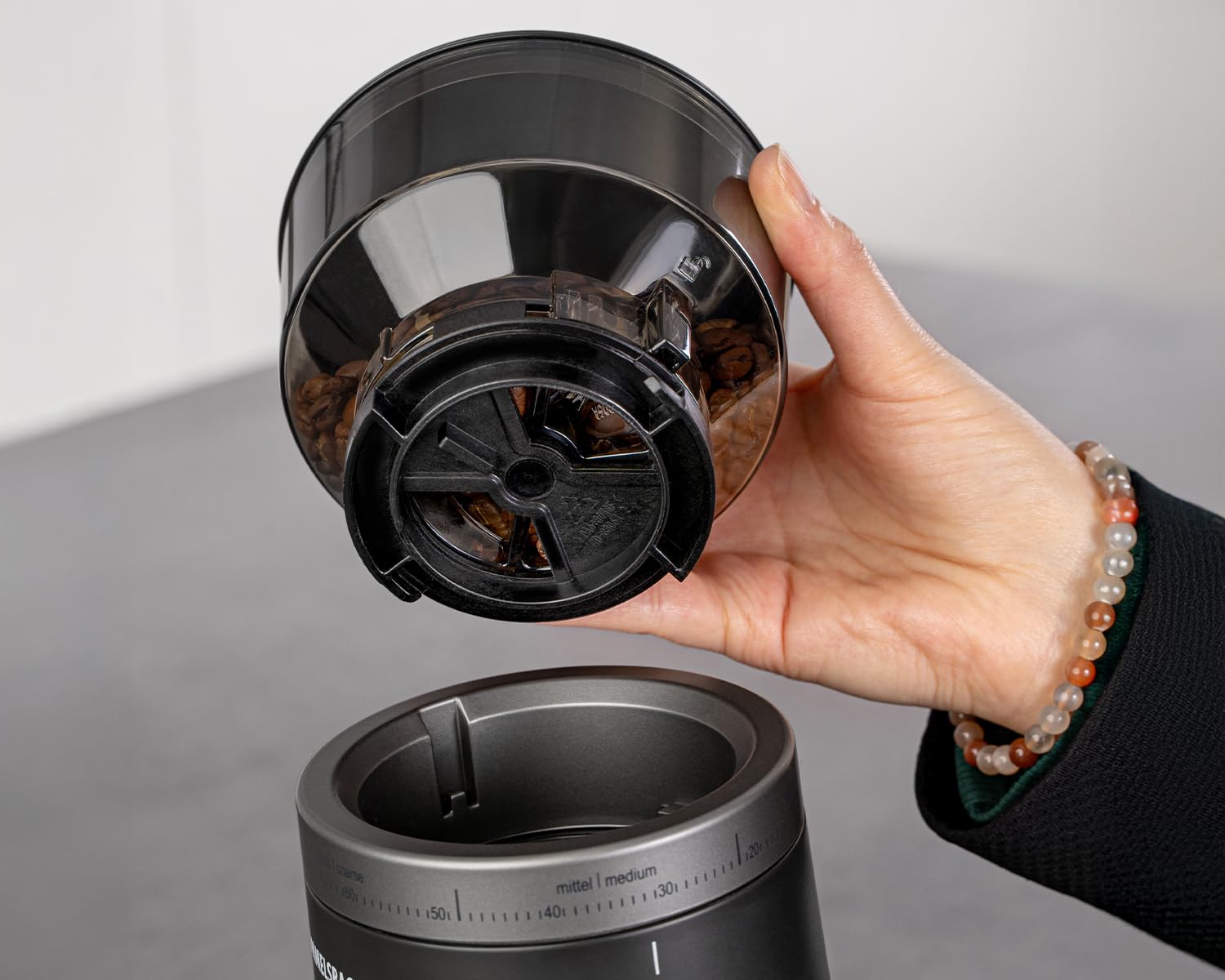 ROMMELSBACHER Premium Kaffeemühle EKM 600, Edelstahl Kegelmahlwerk