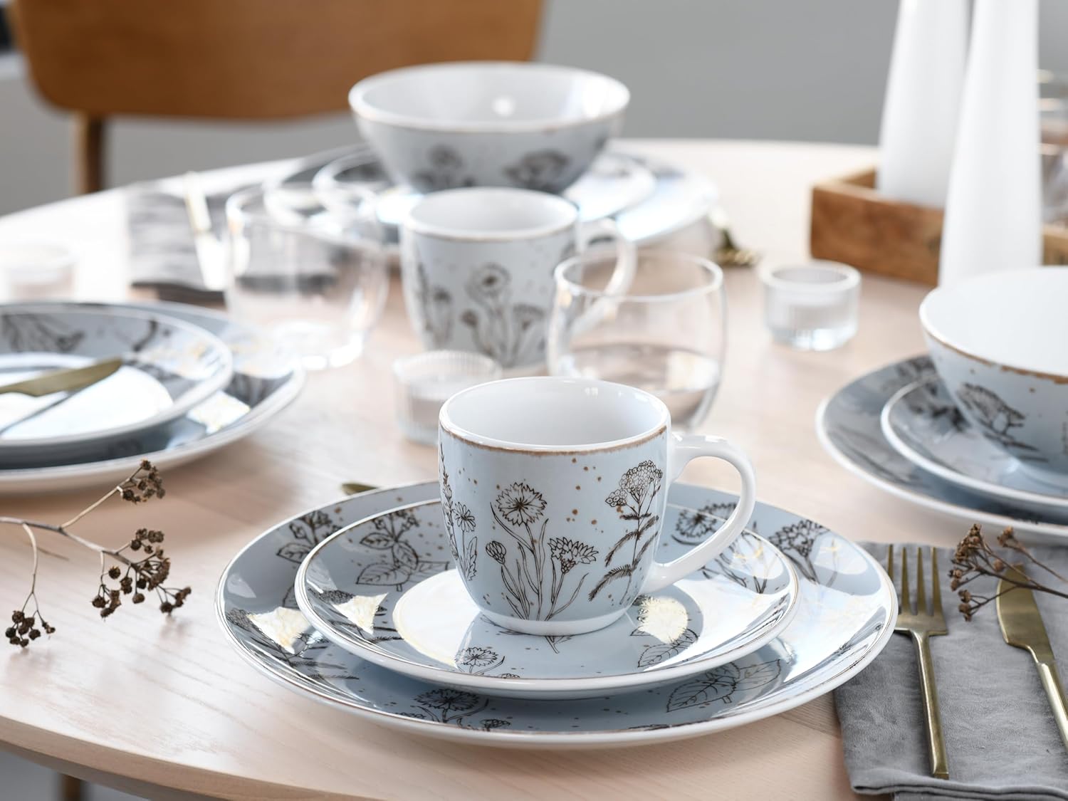 CreaTable, 22507, Serie Vintage FLOWERS, Geschirrset, Kombiservice 16 teilig