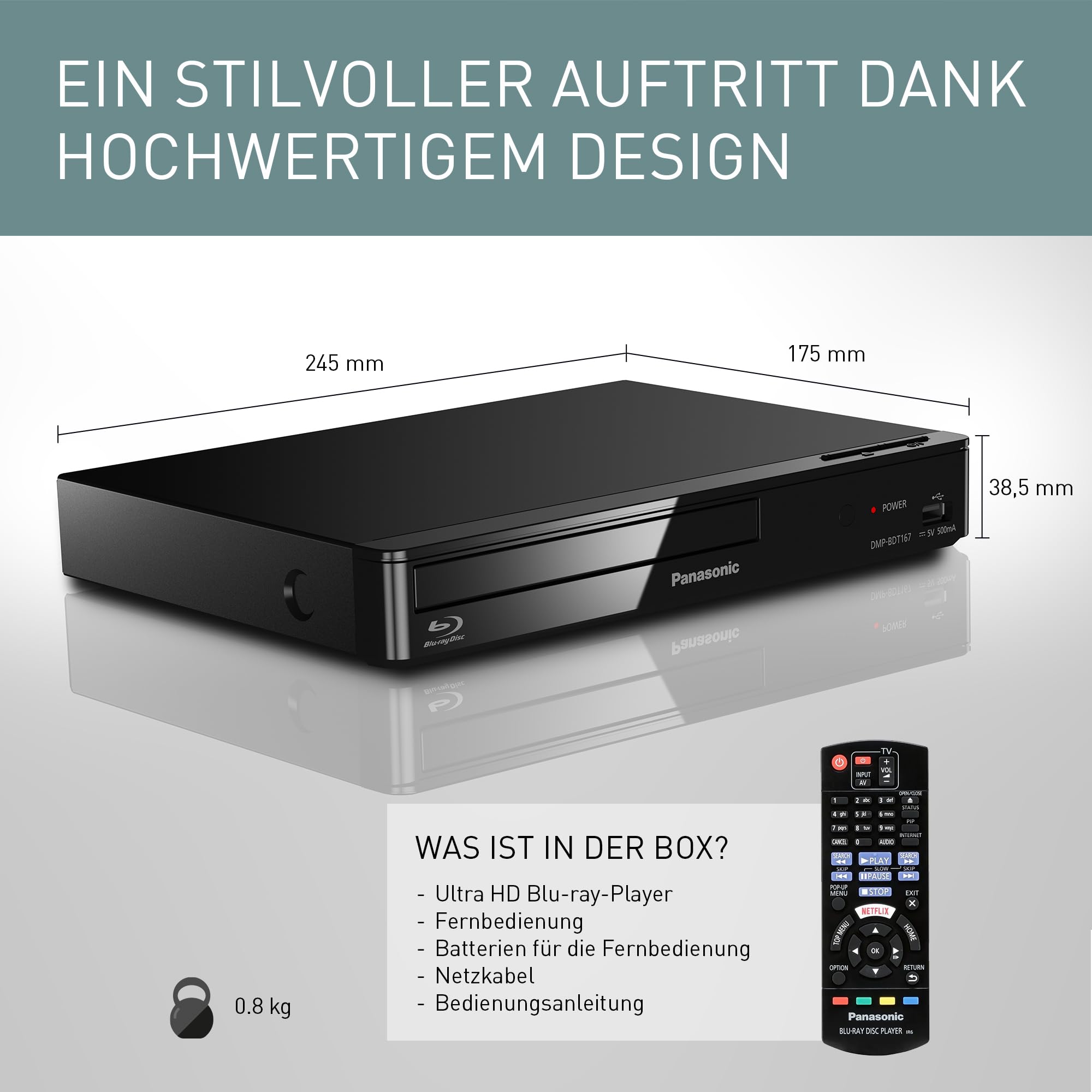 Panasonic DMP-BDT 167 EG schwarz Blu-ray-Player