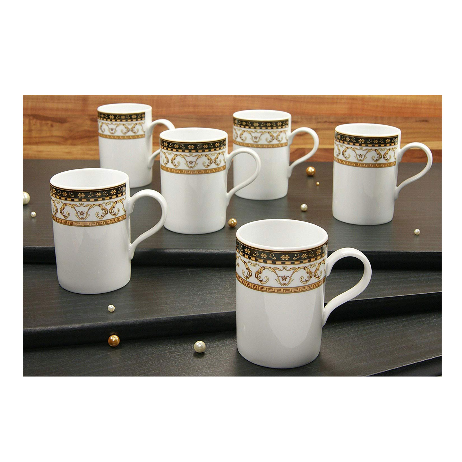 CreaTable, 15087, Serie Majestosa schwarz, Geschirrset Kaffeebecher Set 30 cl 6 teilig