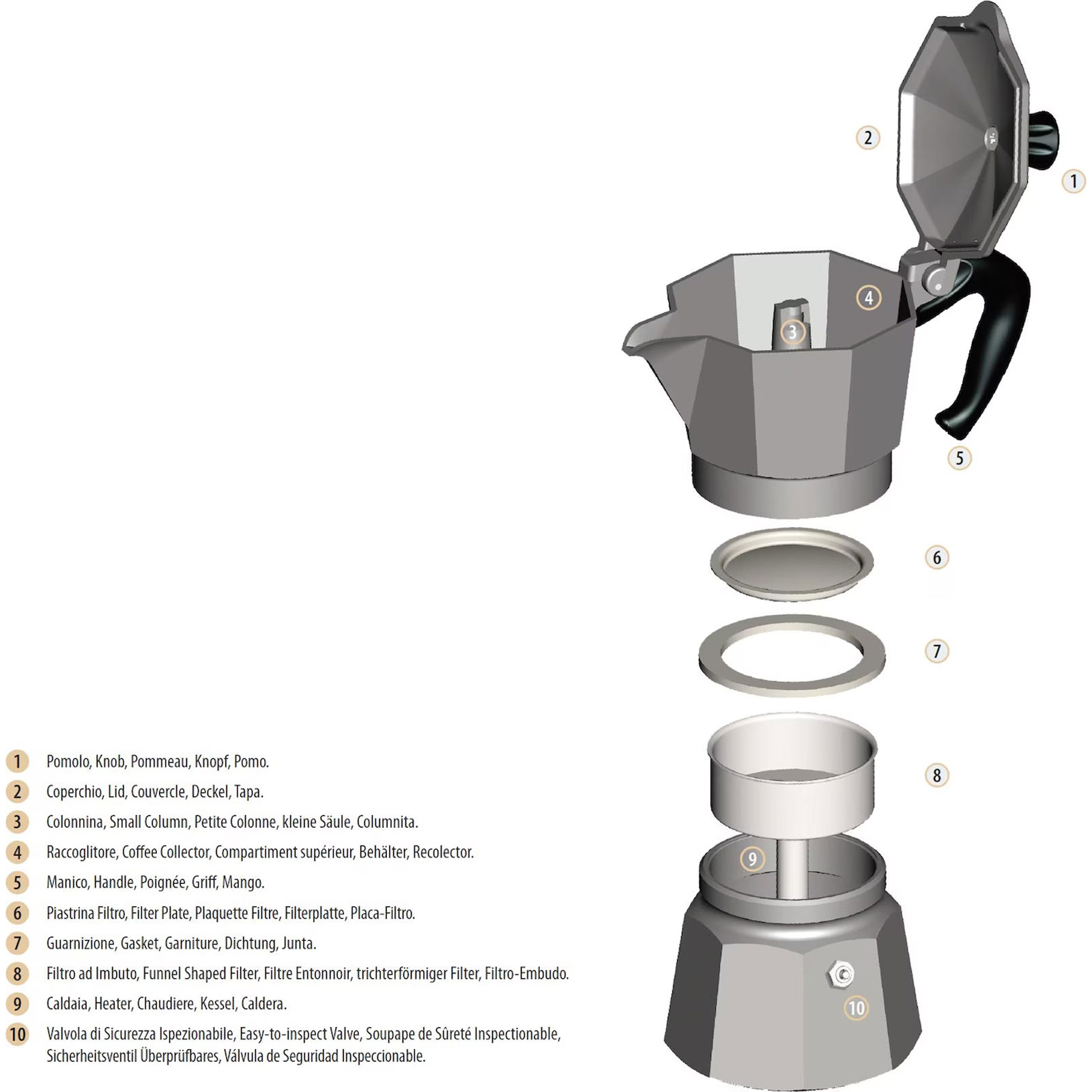 Bialetti Moka Express Espressokocher (für 3 Tassen, 130 ml, silber)