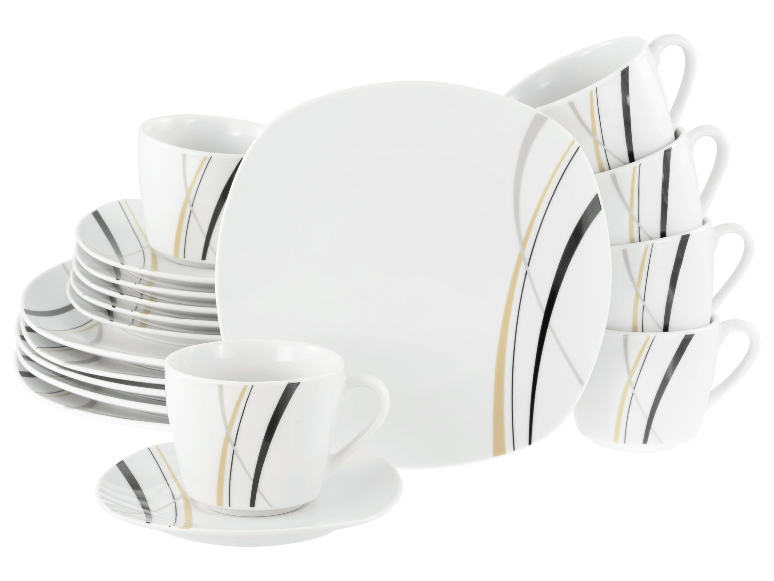CreaTable 24028 Kaffeeservice Serie Square City Line 18-tlg. 6 Personen