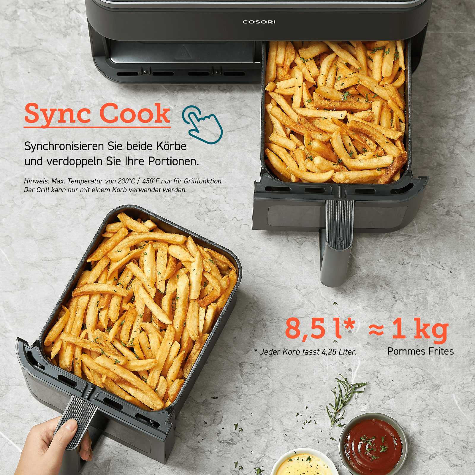 Cosori CAF-R901-AEU Doppel-Heißluftfritteuse Cosori CAF-R901-AEU Doppel-Heißluftfritteuse