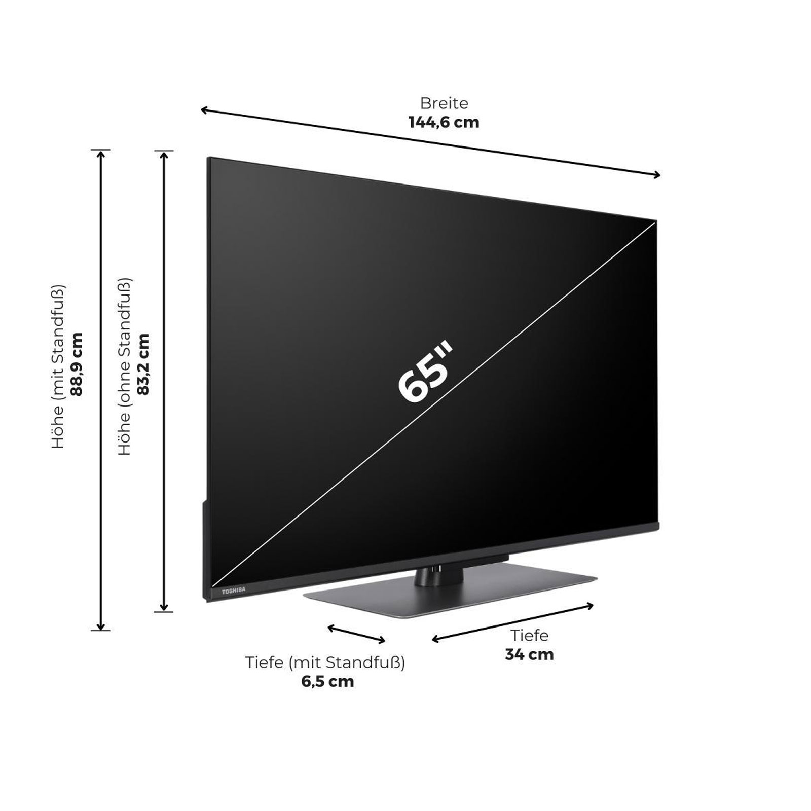 TOSHIBA 65UV6F68DA LED TV (65 Zoll (164 cm), 4K UHD, HDR, Smart TV, Sprachsteuerung (Alexa), Dolby Atmos, VIDAA)