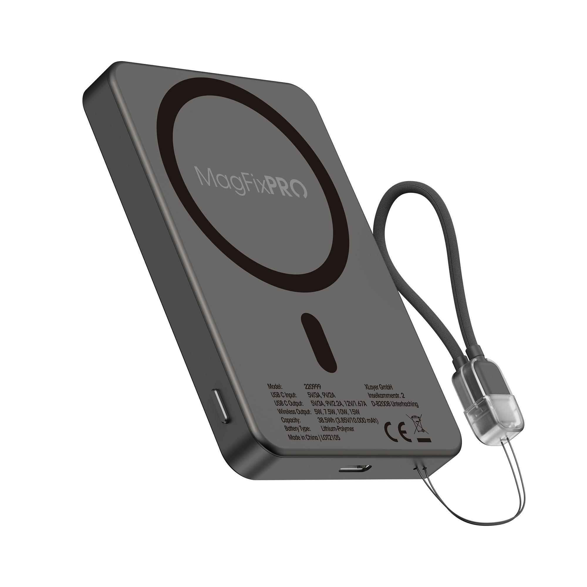 XLayer MagFix Pro Powerbank Ultra Slim 10.000 mAh schwarz