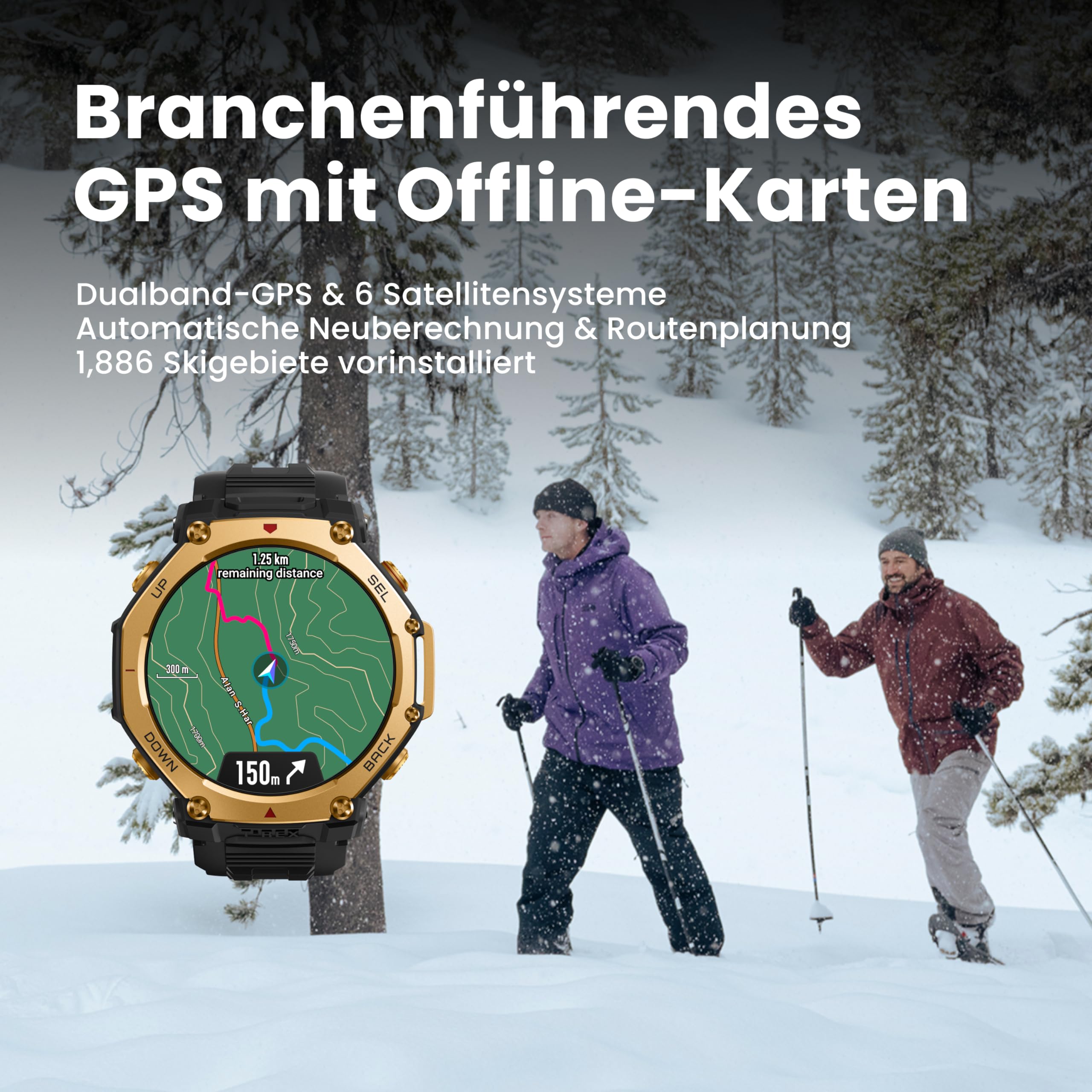 Amazfit T-Rex 3 Pro Outdoor Smartwatch 48mm Saphir-AMOLED-Display, Titan-Lünette