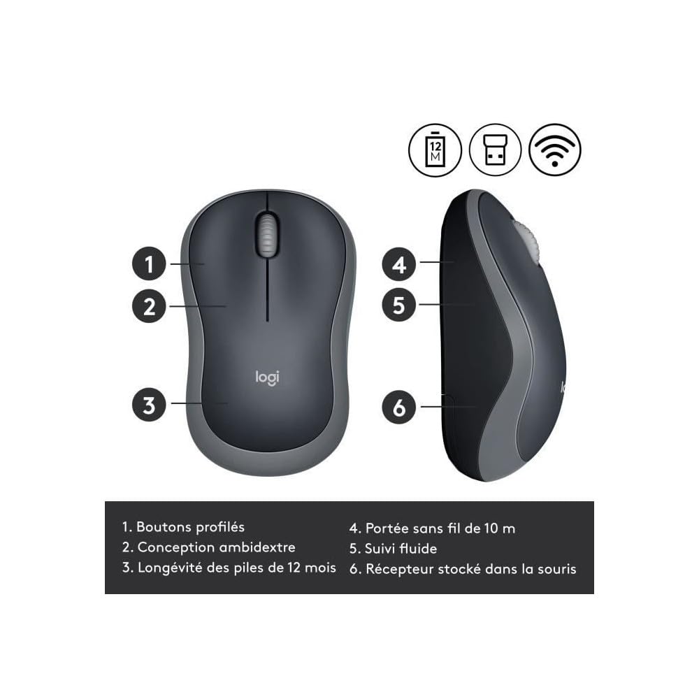 Logitech M185 Kabellose Maus 2,4 GHz PC und Mac Optical Tracking Logitech M185 Kabellose Maus 2,4 GHz PC und Mac Optical Tracking