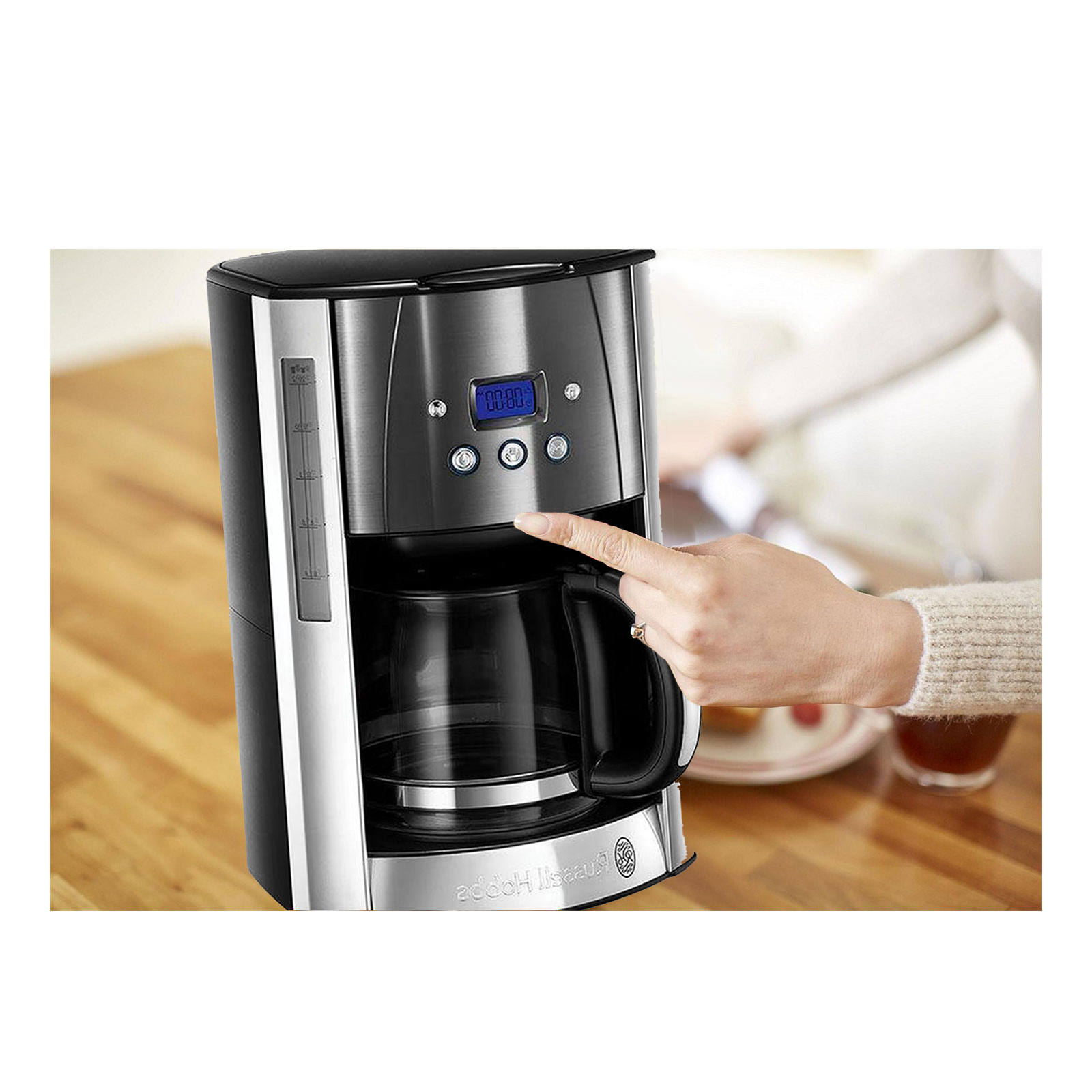 Russell Hobbs 23241-56 Luna Moonlight Grey Glas-Kaffeemaschine grau / Edelstahl