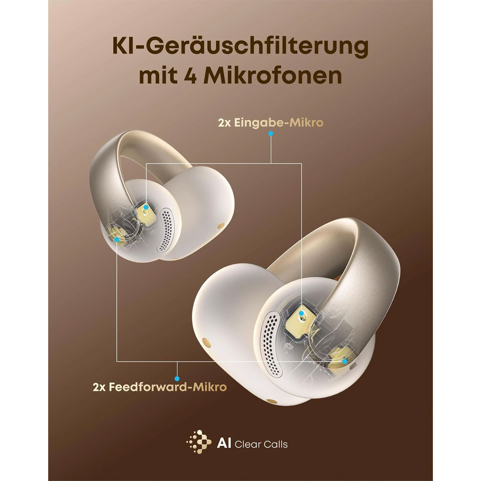 soundcore AeroClip Open-Ear Clip-On Earbuds True Wireless Bluetooth-Kopfhörer