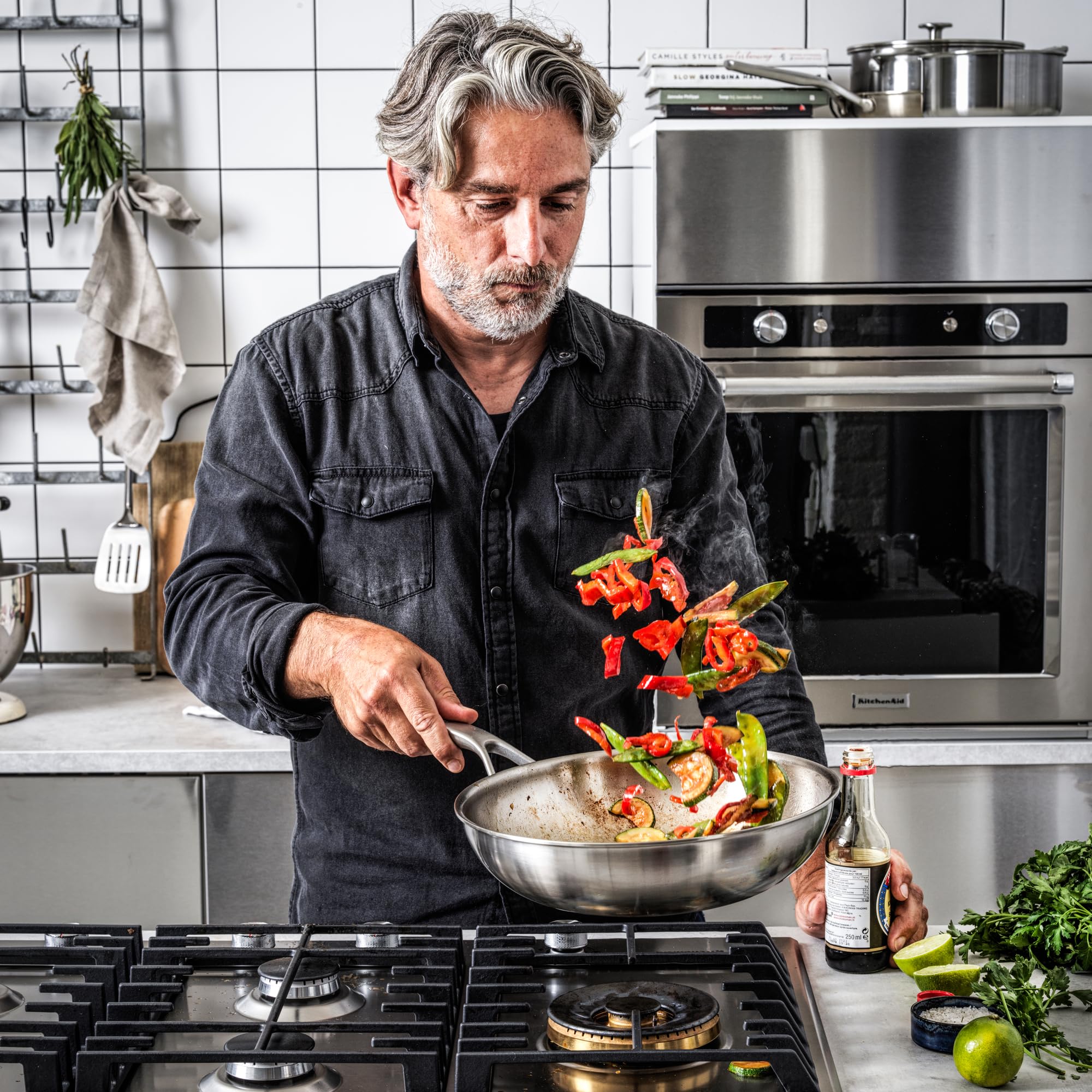 KitchenAid CC003254-001 Wok mit Glasdeckel 28cm Edelstahl