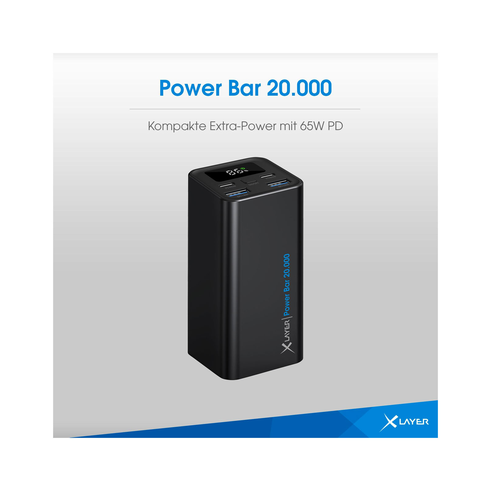 XLayer Power Bar 20.000-mAh 65 Watt PD Black Powerbank
