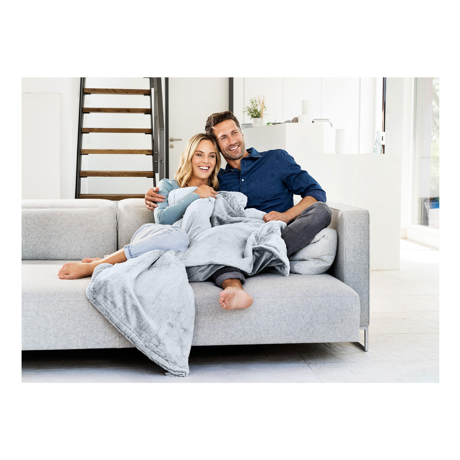 BEURER HD 75 Nordic Grey Green Planet Wärme-Kuscheldecke
