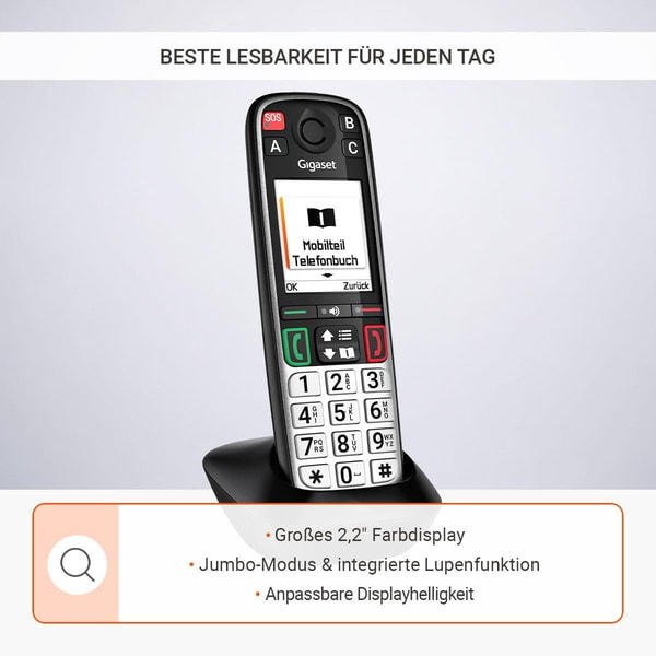 Gigaset Gigaset EASY 500, Schwarz (Mobilteil, DECT, Seniorentelefon)