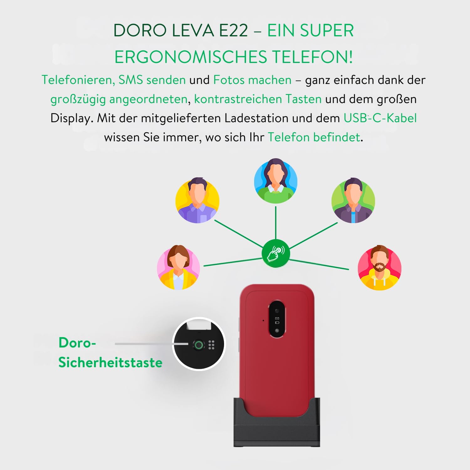 doro Telefon - Leva E22 - 4G Klapphandy für ältere Menschen