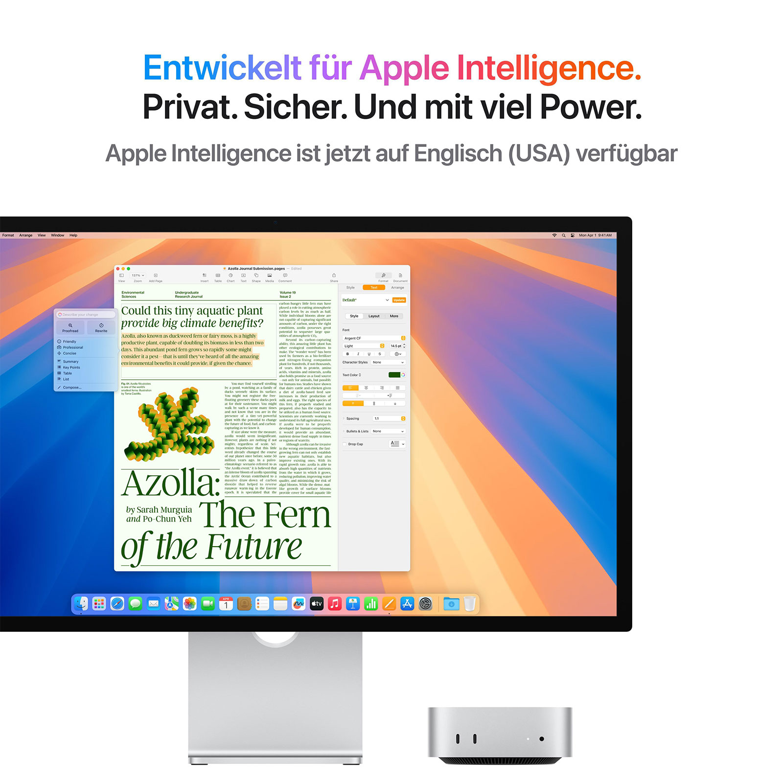 Apple Mac mini, 2024, Silber, M4, 10-Core-CPU, 10-Core-GPU, 16GB, 1TB (Gigabit Ethernet, MU9E3D/A)
