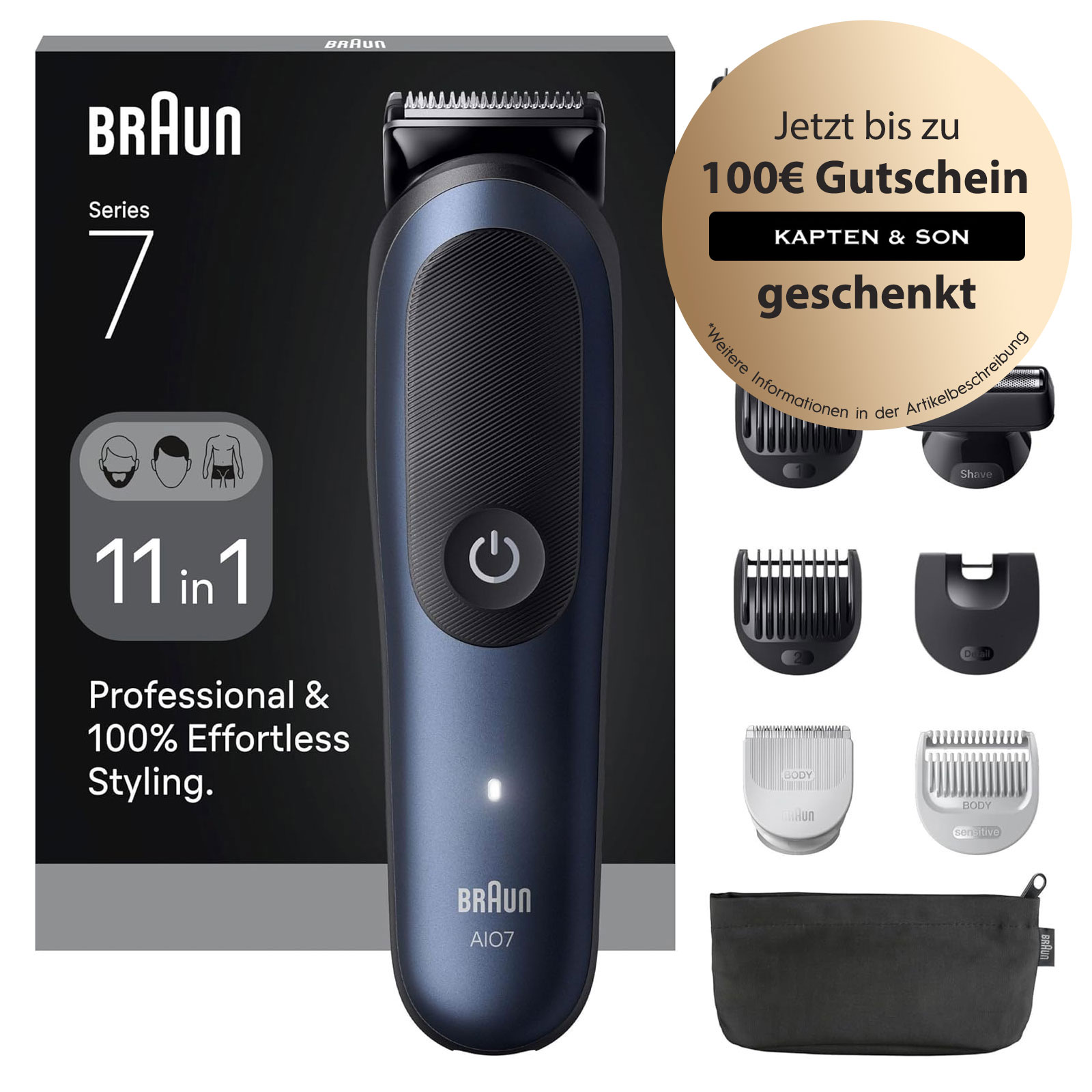 BRAUN All-in-One Series 7, 11-in-1 Set, ProBlade, AutoSense, AIO7540 Bartschneider