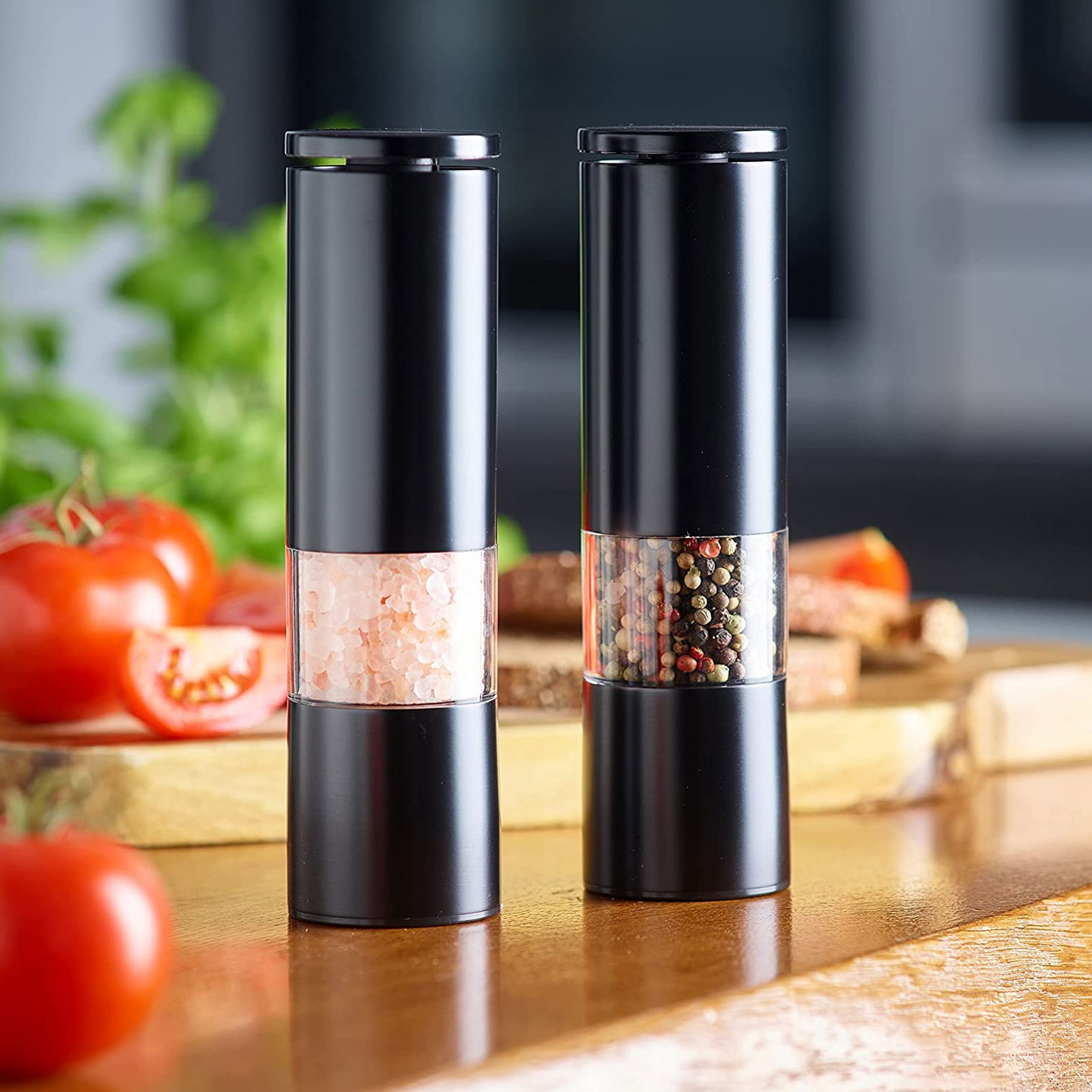 Echtwerk  2-teiliges Gewürzmühlen Set aus hochwertigem Edelstahl mit ABS-Keramikmahlwerk Ø 5 cm, 18,7 cm, Manuell