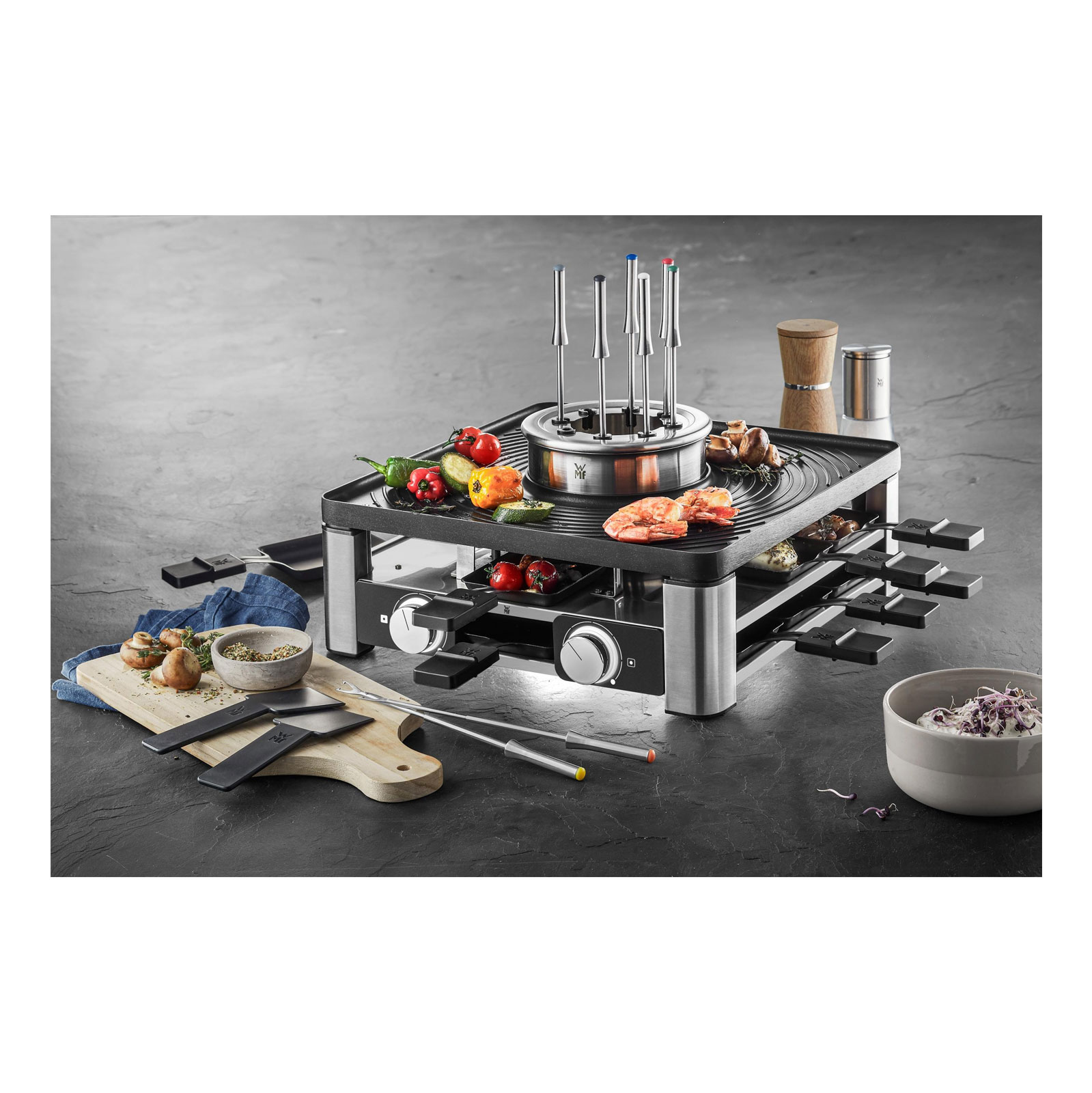 WMF Lumero 3in1 Gourmet Station für 8 Personen Raclette Fondue Kombi