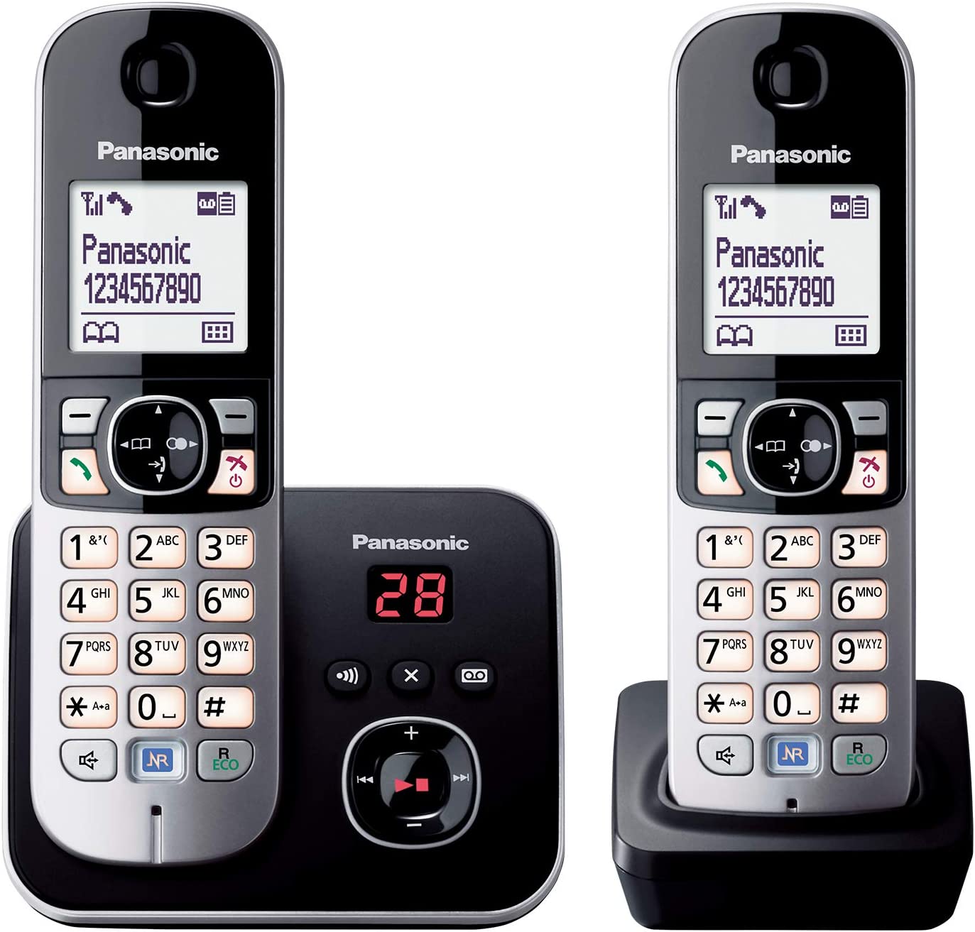 Panasonic KX-TG 6822 GB Duo schwarz Schnurloses Telefon mit Anrufbeantworter