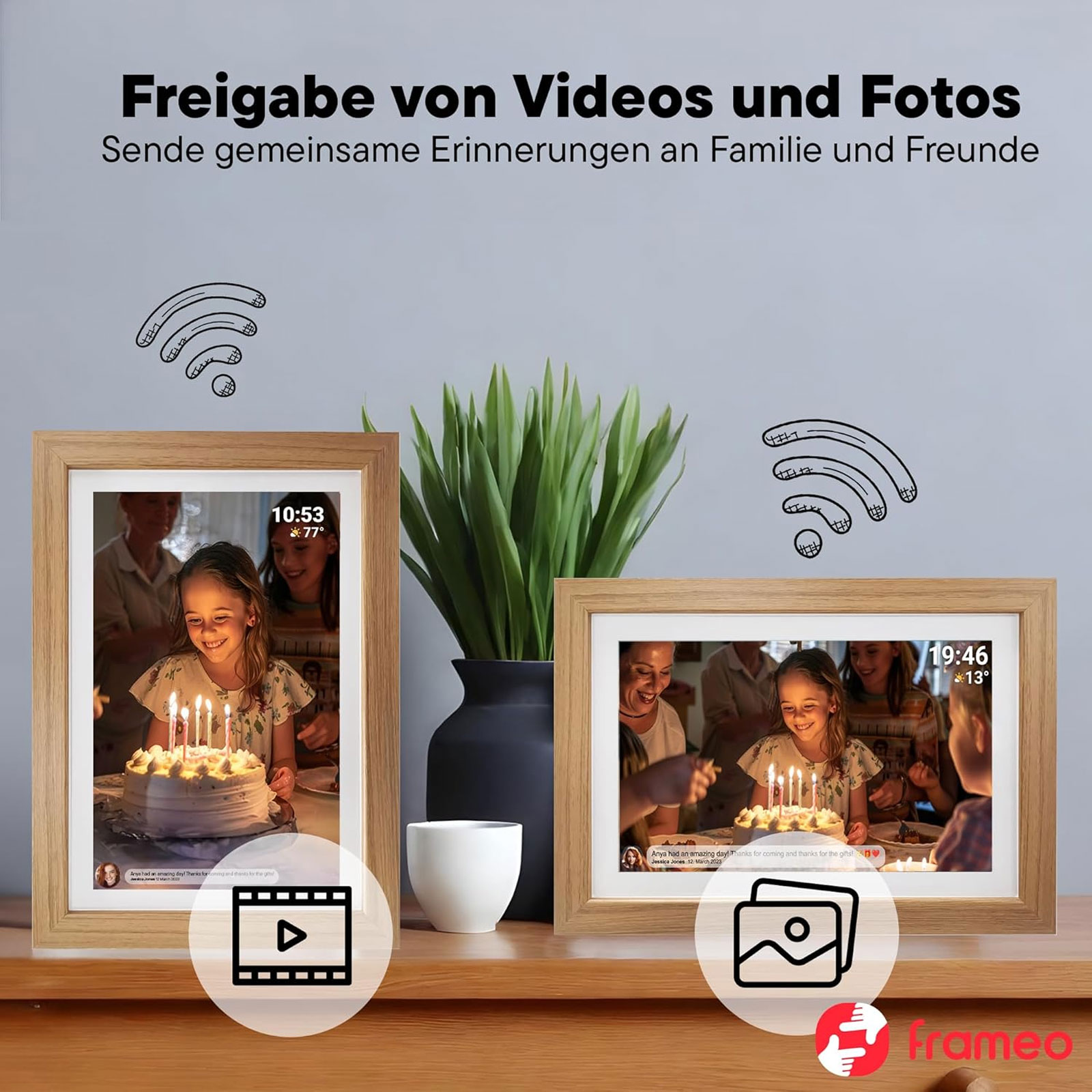 Denver PFF-1543DW Digitaler Wi-Fi Bilderrahmen DARK WOOD