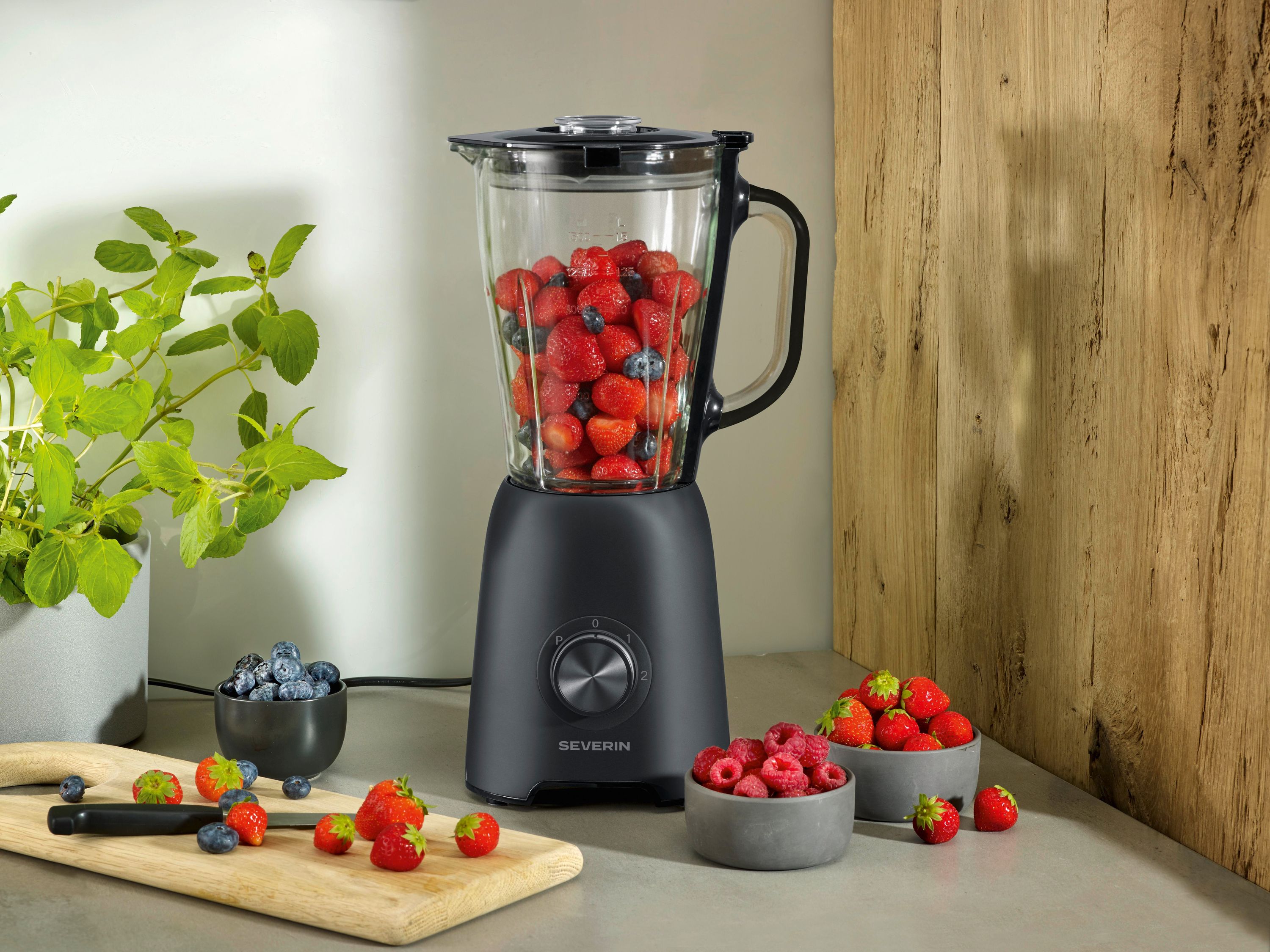 Severin Standmixer, Smoothie Maker, Blender elektrisch, 1,5L, 2 Stufen