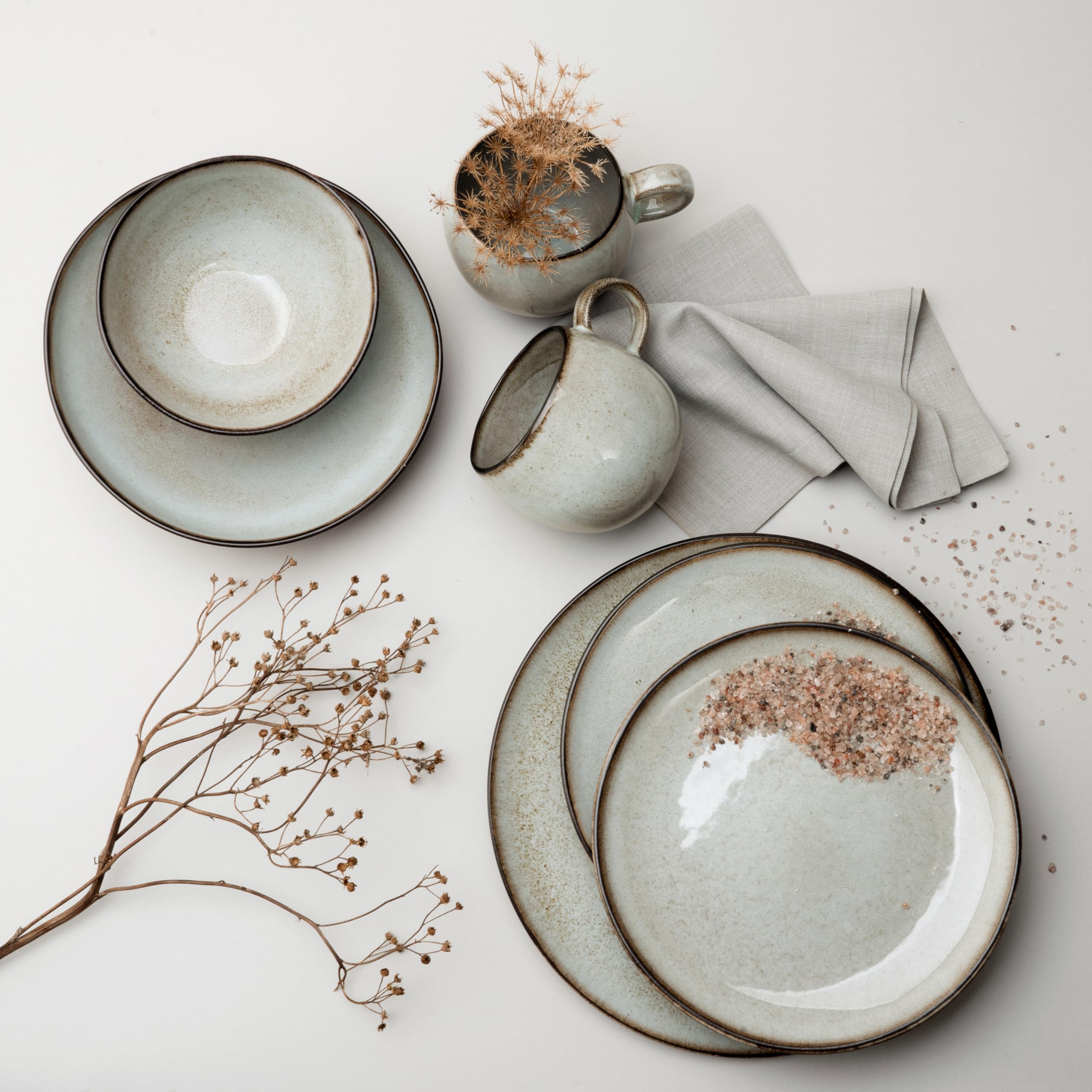 CreaTable, 25071, Serie Stone Town Grey, 16-teiliges Geschirrset für 4 Personen