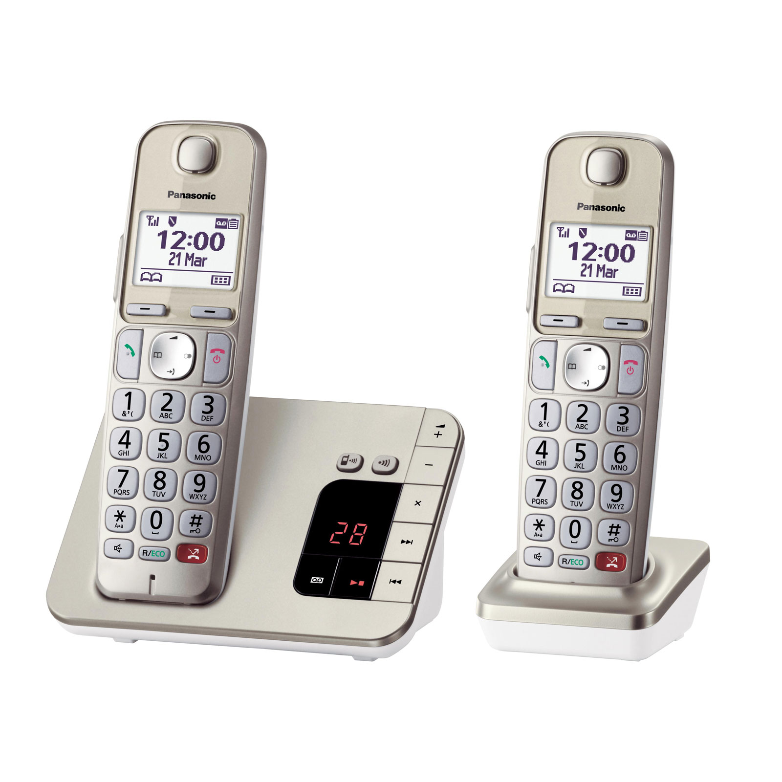 Panasonic KX-TGE262GN Schnurlostelefon mit Anrufbeantworter und 2 Mobilteilen