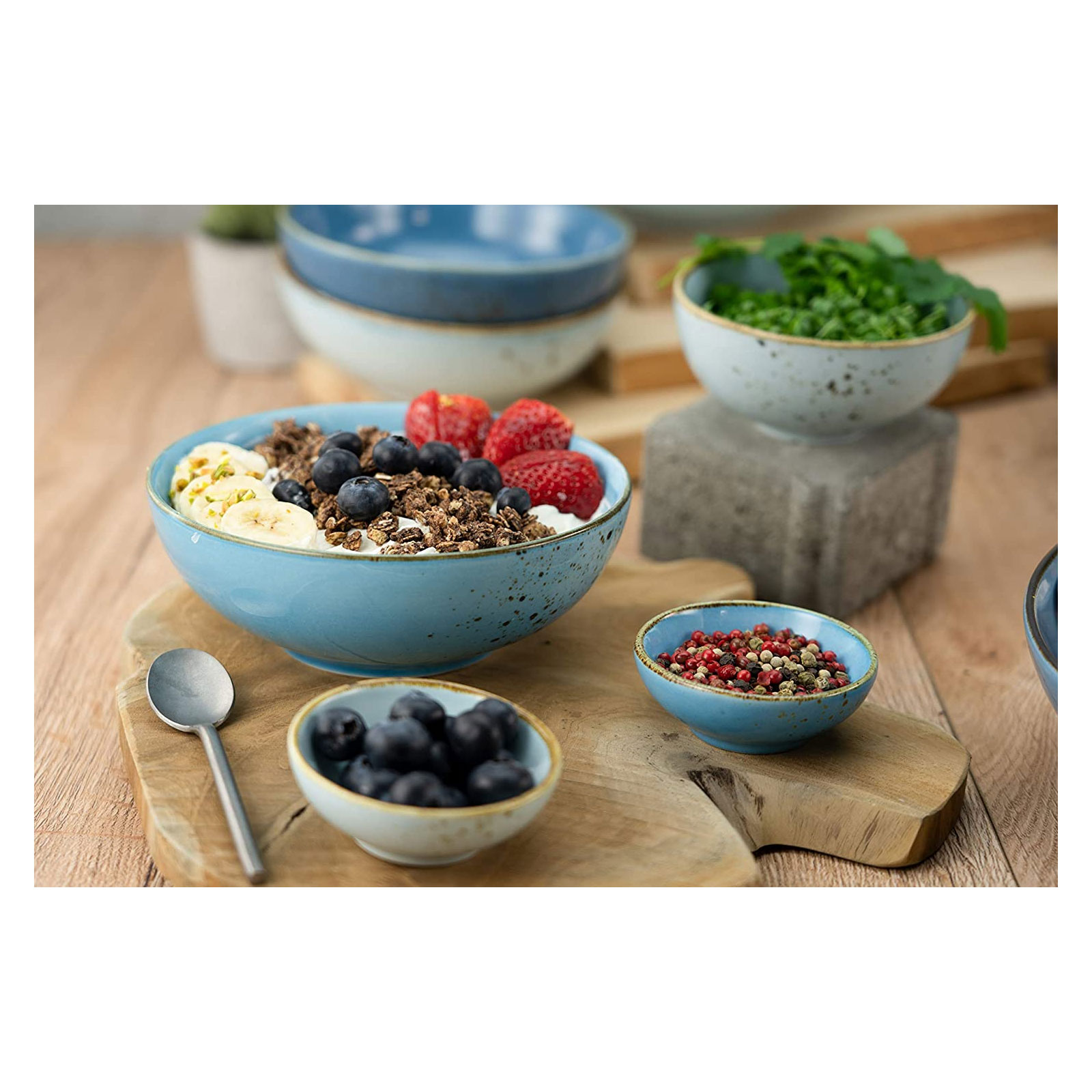 CreaTable, 23431, Serie Nature Collection Aqua - Buddhabowl, Geschirrset, Bowl-Set 4 teilig