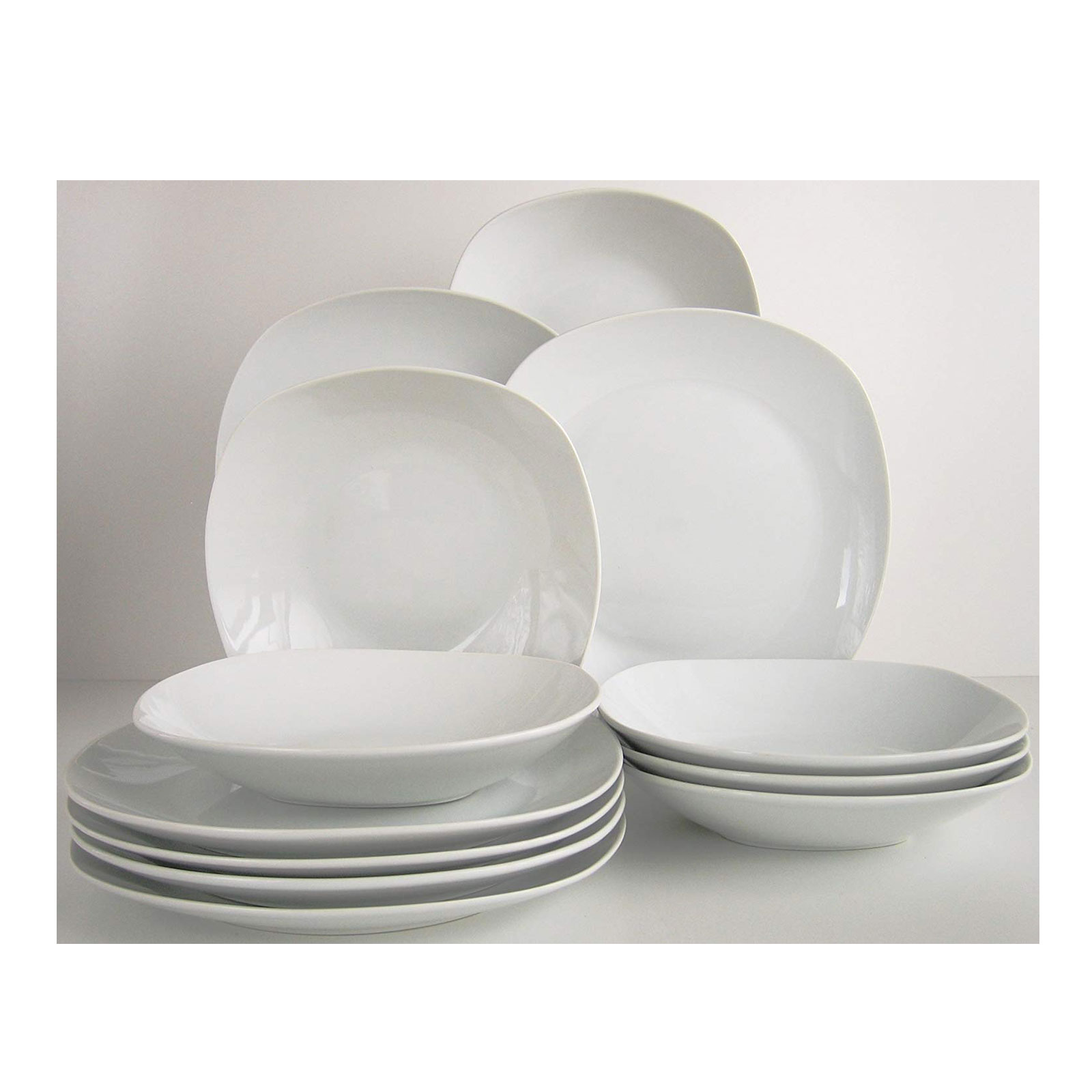 CreaTable, 19767, Serie Square weiss, Geschirrset Teller Set 18 teilig