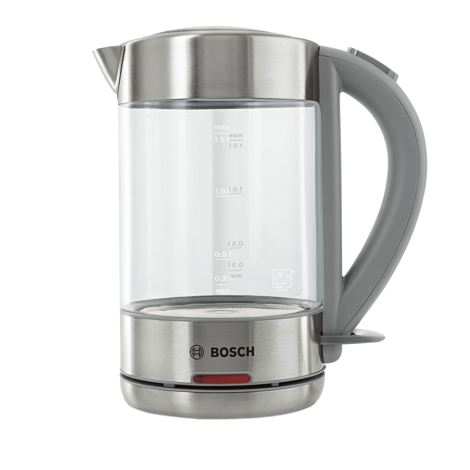 Bosch TWK7090 Wasserkocher kabellos Glas Edelstahl/ hellgrau