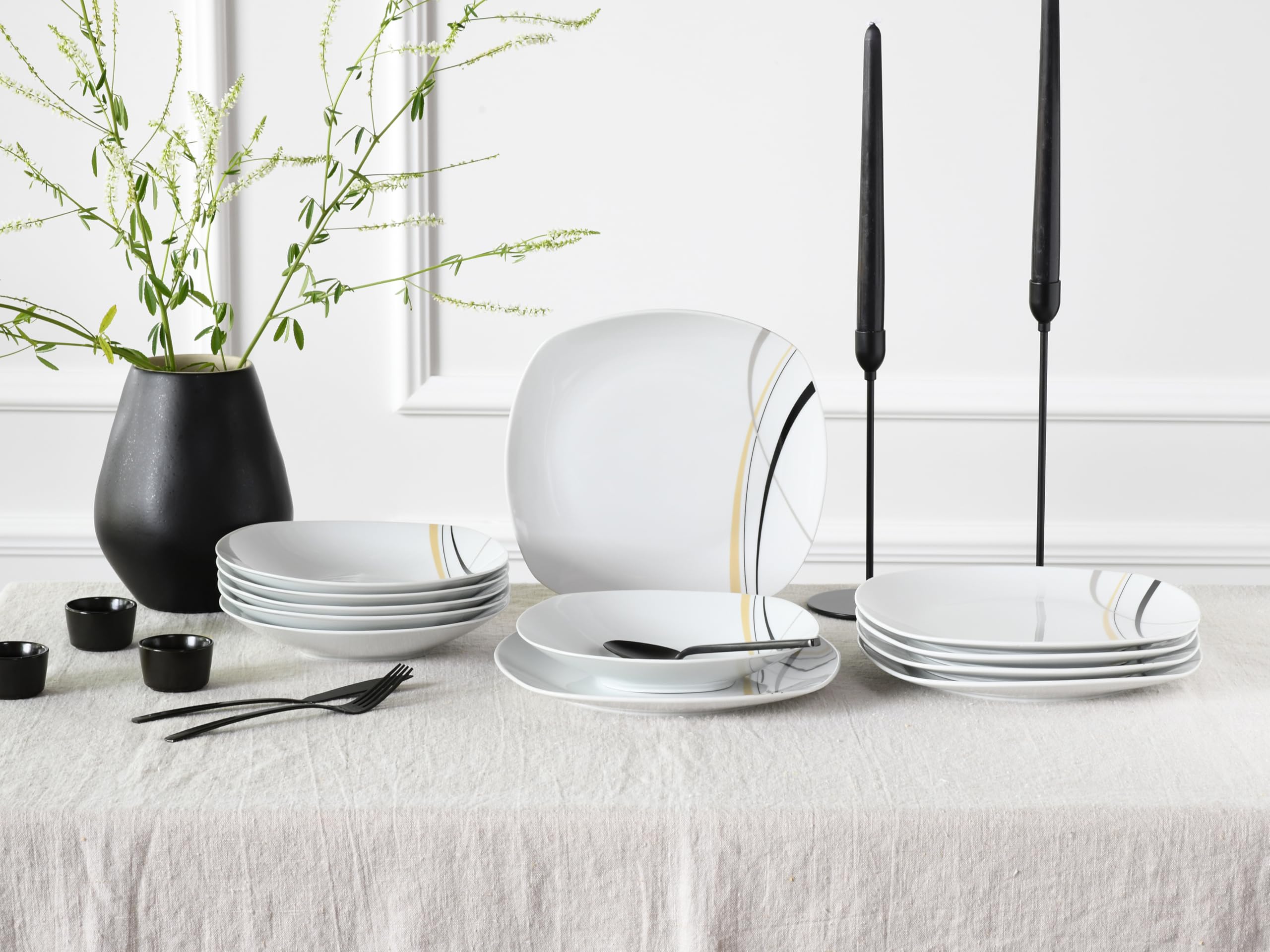 CreaTable 24029 Tafelservice Serie Square City Line 12-tlg. für 6 Personen