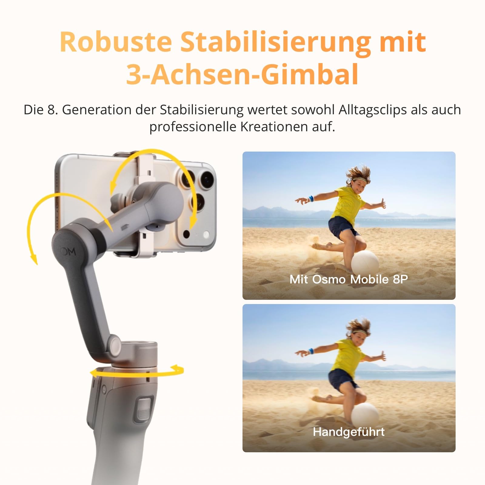 Osmo Mobile 8P Gimbal-Stabilisator für iPhone & Android, Fernsteuerung