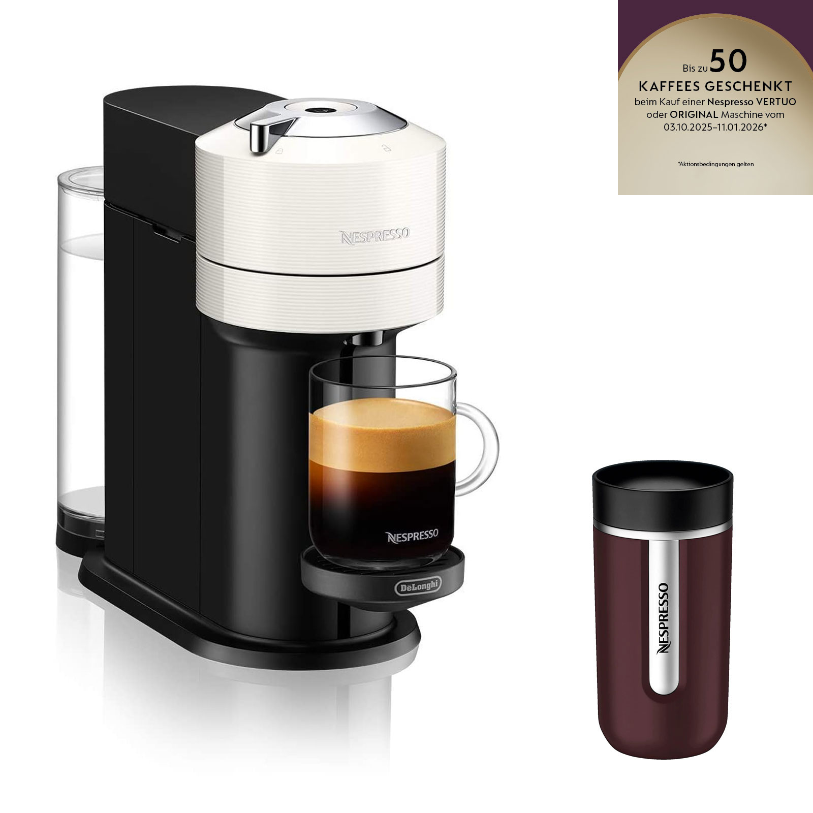 DeLonghi ENV120.W Vertuo Next Basic Nespressoautomat + Travel Mug 400ml DeLonghi ENV120.W Vertuo Next Basic Nespressoautomat + Travel Mug 400ml