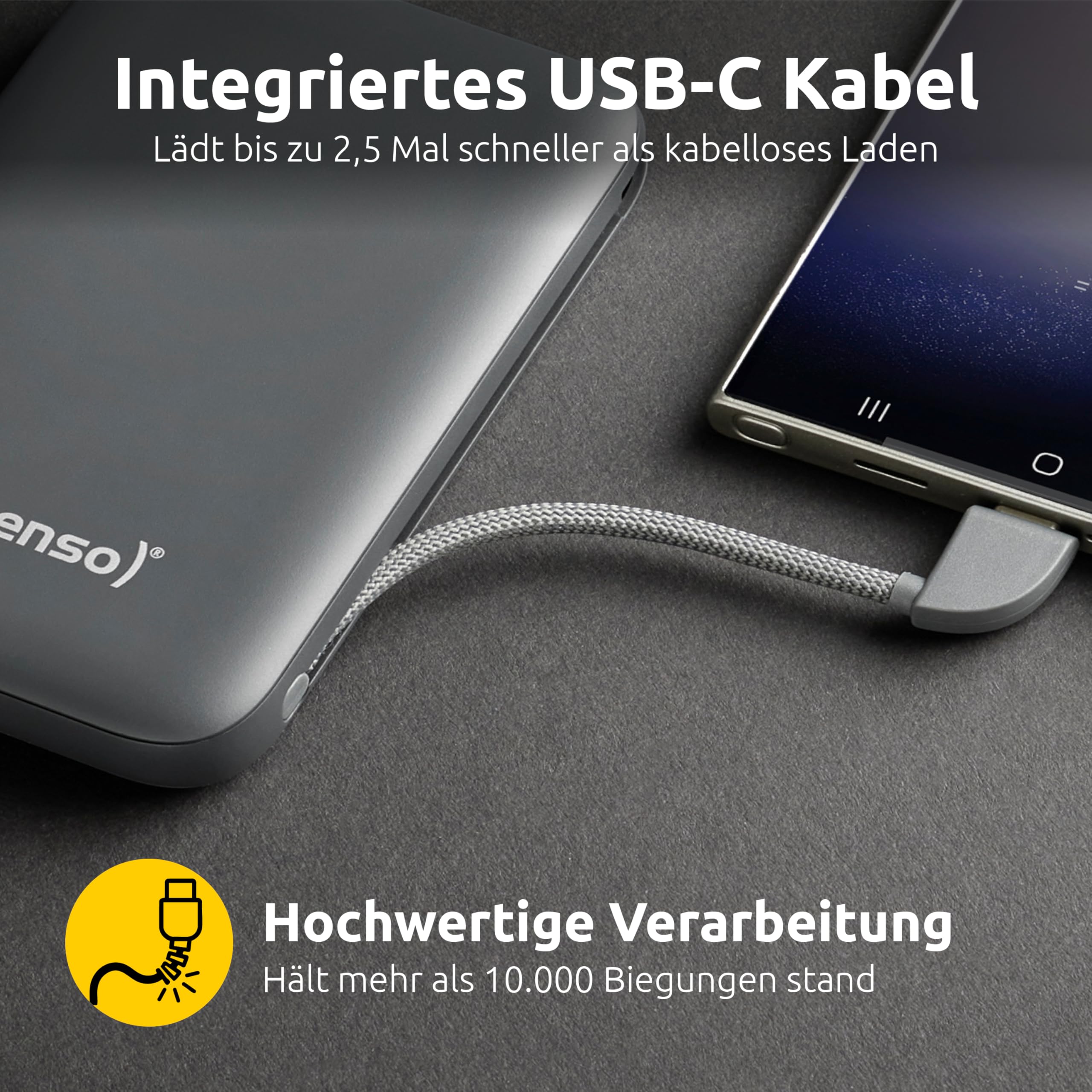 Intenso S10000 Powerbank mit integriertem USB-C Kabel
