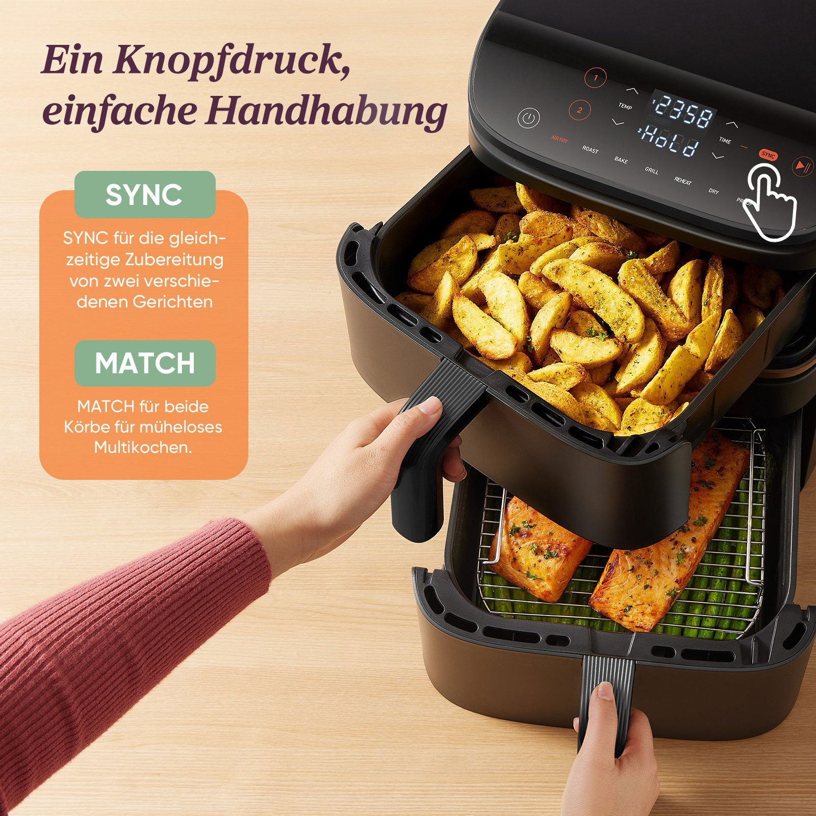 Cosori CAF-DC121-ADER Doppel-Heißluftfritteuse