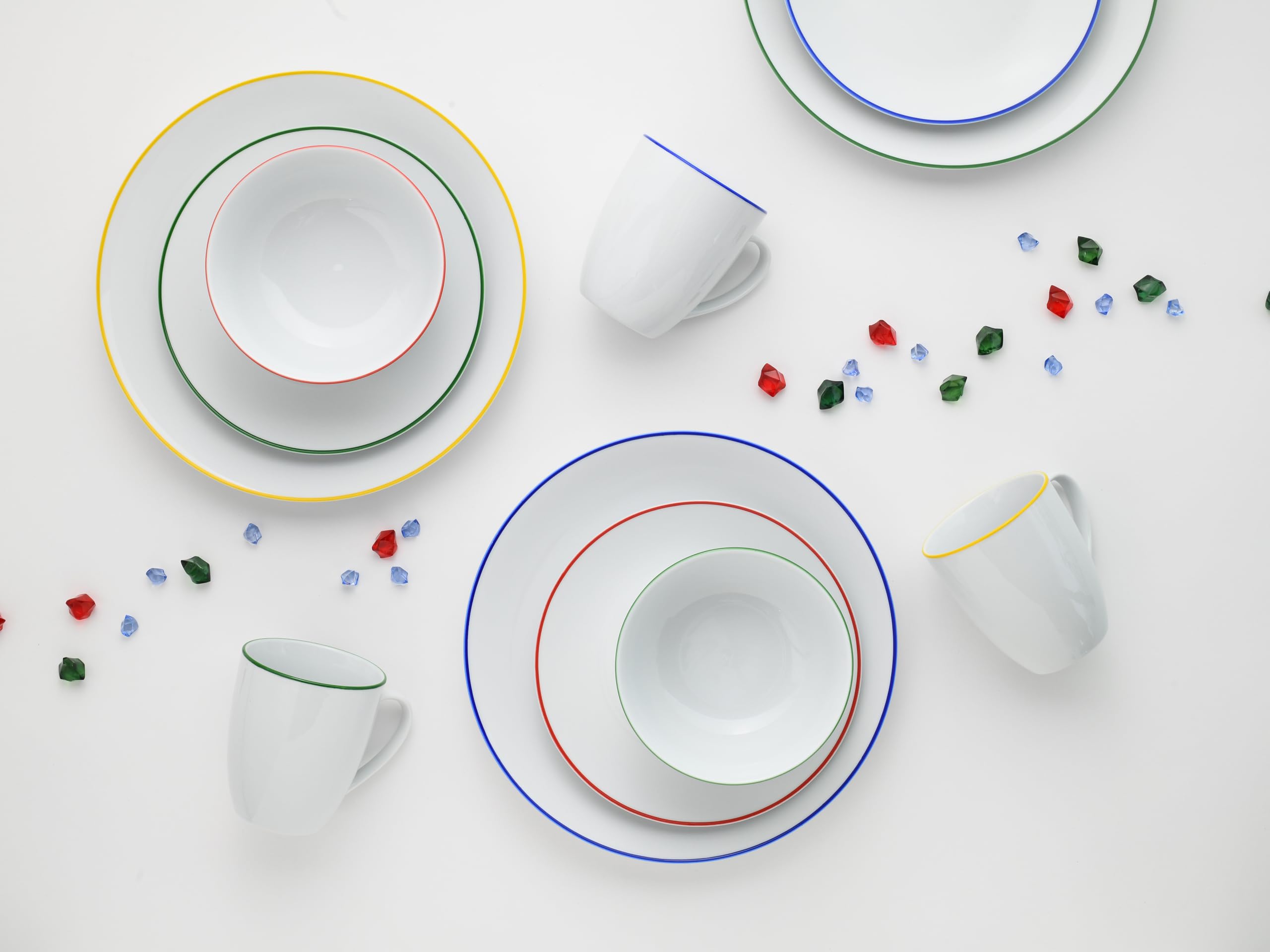 CreaTable 24054 Kombiservice Serie Luna Color Line 16-tlg Geschirrset 4 Personen