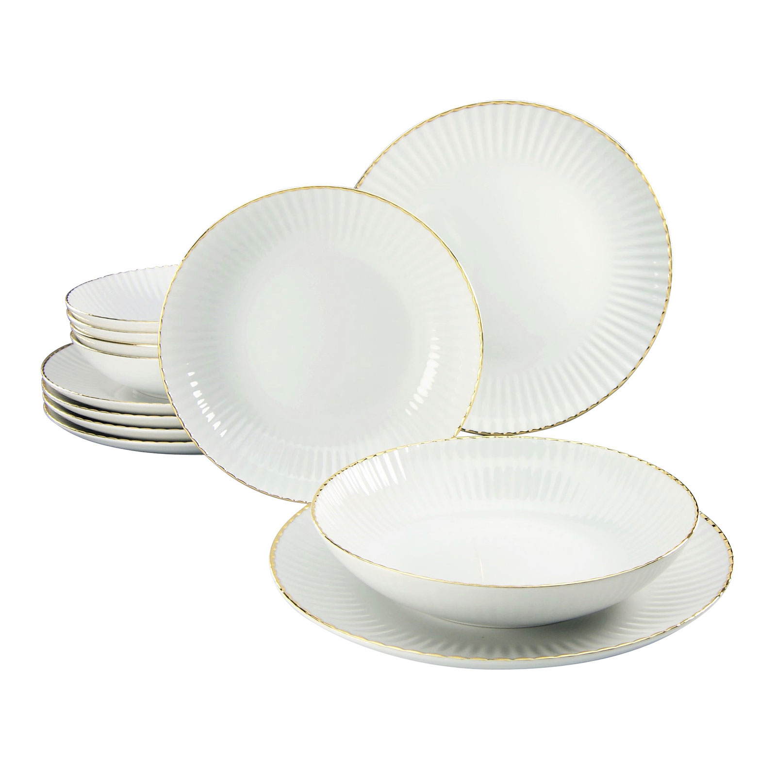 CreaTable, 20618, Serie Allegra GOLDBAND , Geschirrset, Tafelservice 12 teilig